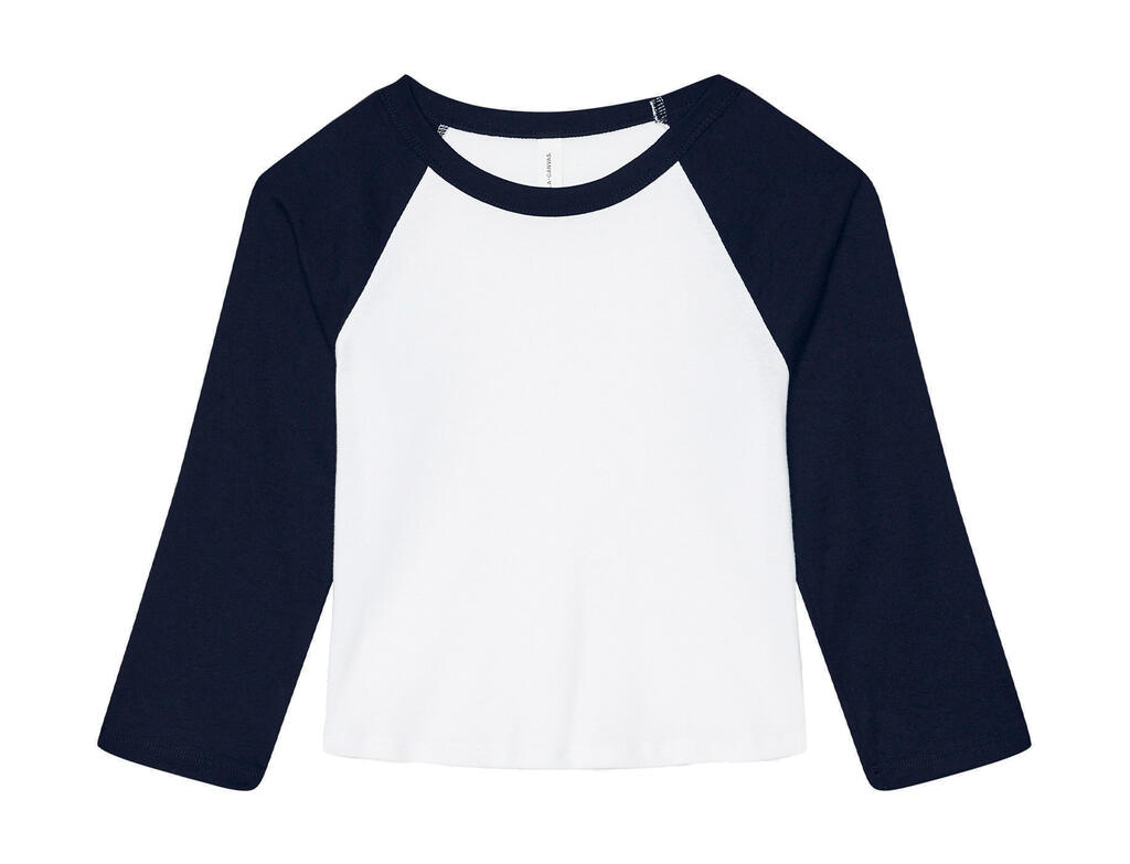 Camiseta 3/4 raglán mujer Micro Rib White/Navy