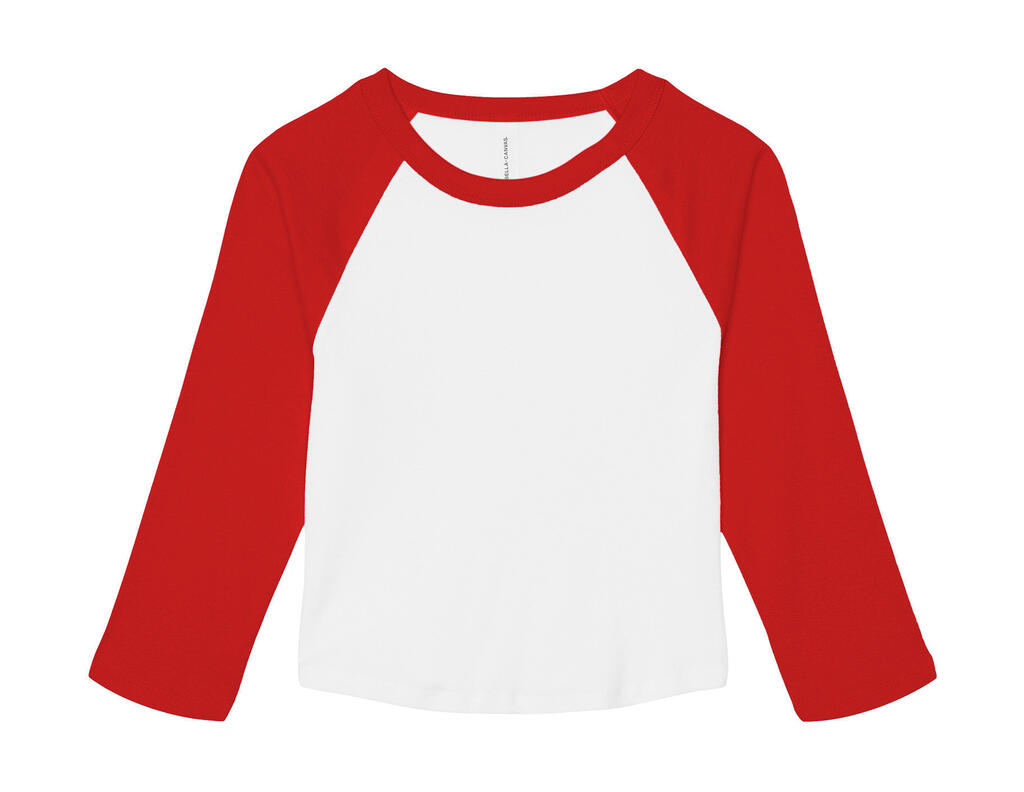 Camiseta 3/4 raglán mujer Micro Rib White/Red