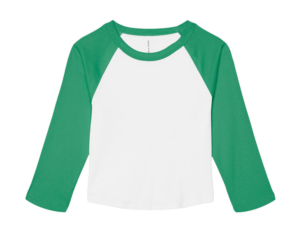 Camiseta 3/4 raglán mujer Micro Rib White/Kelly