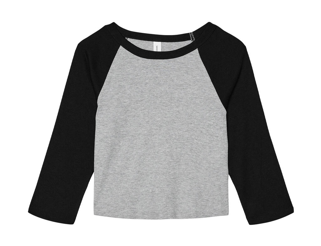 Camiseta 3/4 raglán mujer Micro Rib Athletic Heather/Black