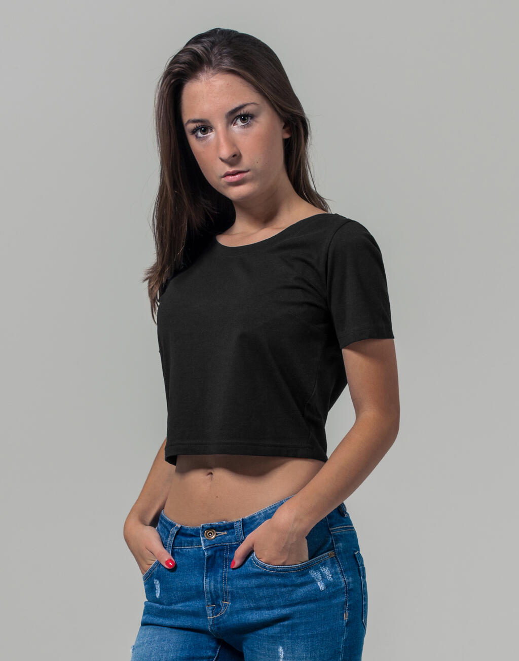  Build Your Brand Ladies Cropped Tee