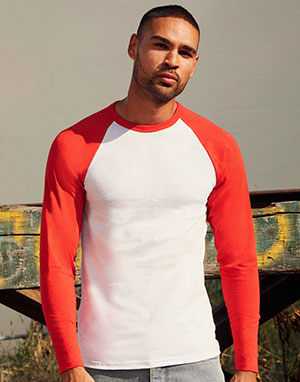  Fruit of the Loom Camiseta raglán manga larga contrastada Baseball manga larga