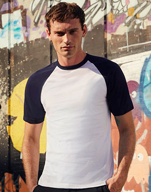  Fruit of the Loom Camiseta contrastada con manga raglán Baseball