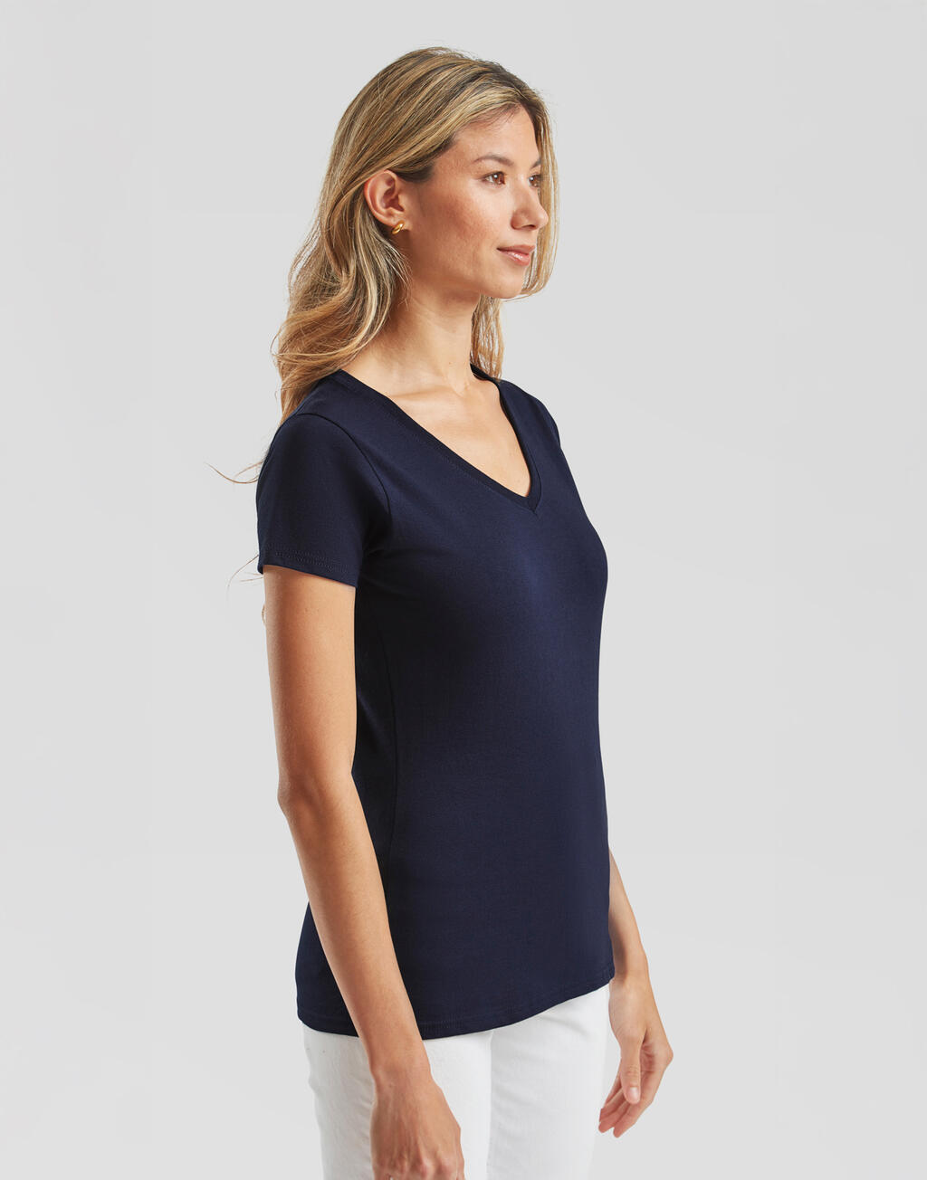 Camiseta cuello V Valueweight corte femenino - vista 3