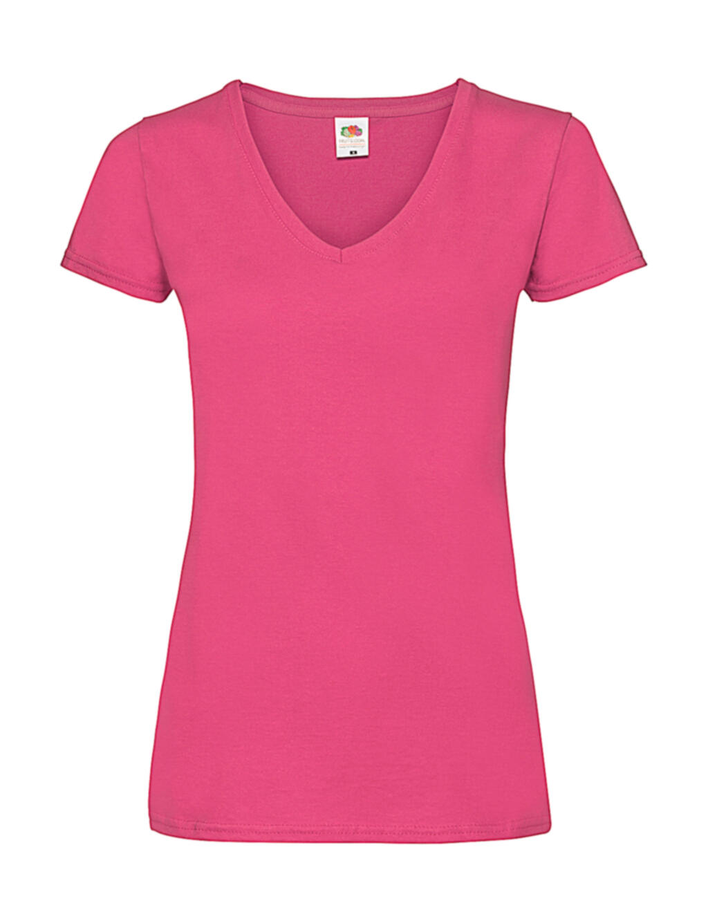 Camiseta cuello V Valueweight corte femenino Fuchsia