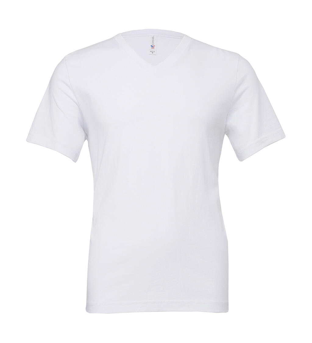 Camiseta cuello V unisex de punto simple White