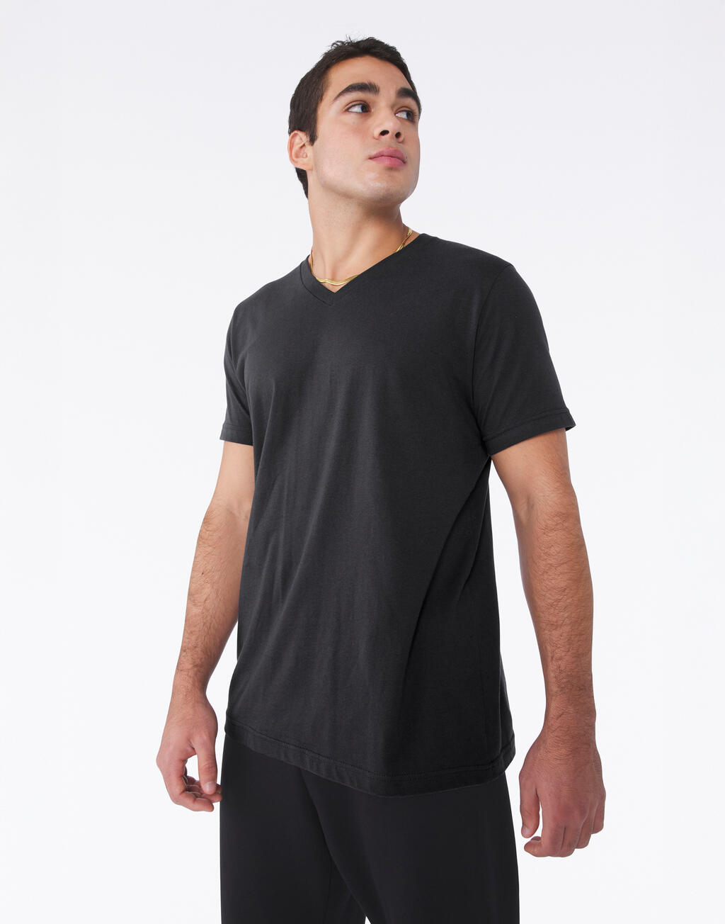 Camiseta cuello V unisex de punto simple - vista 4