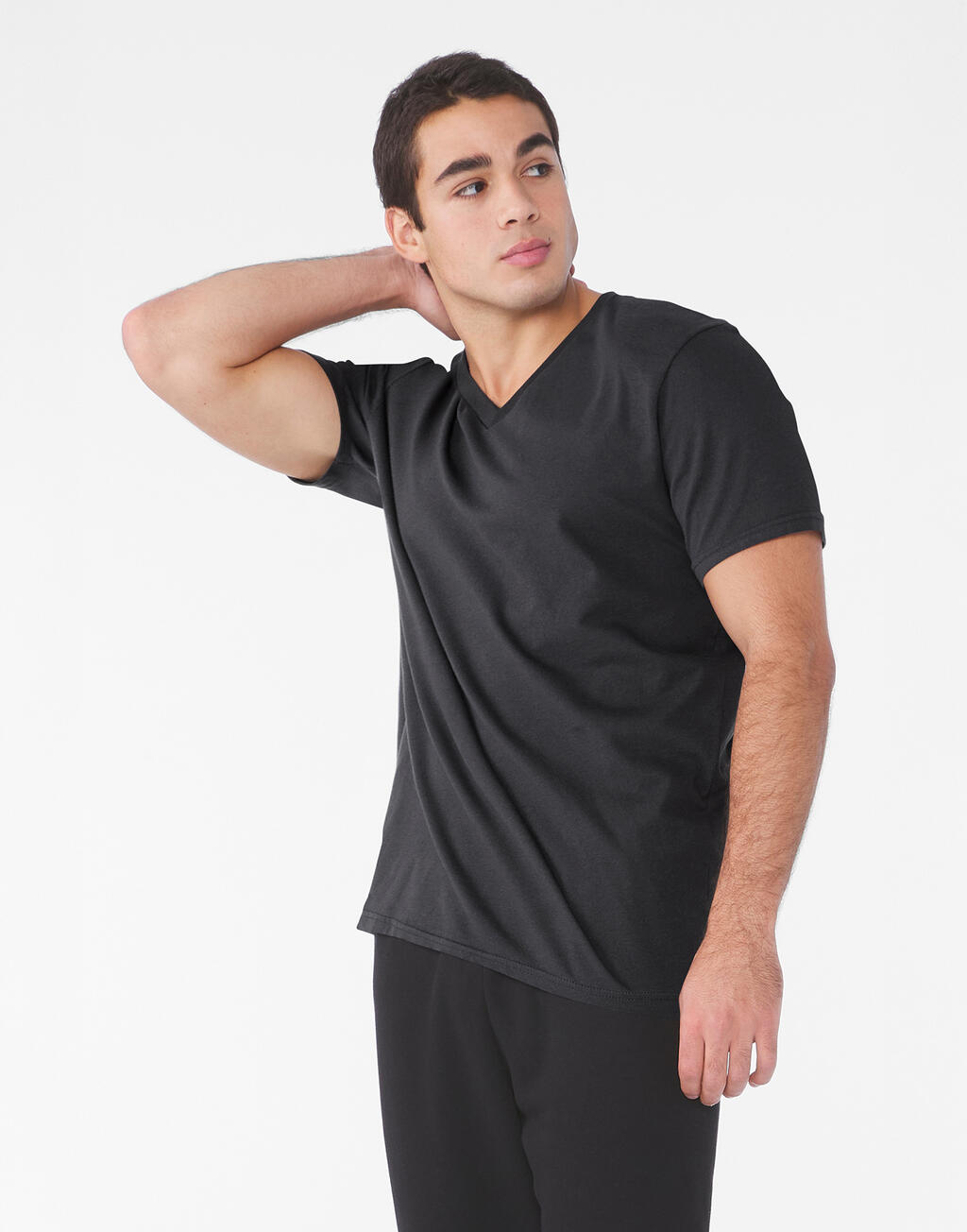 Camiseta cuello V unisex de punto simple - vista 3