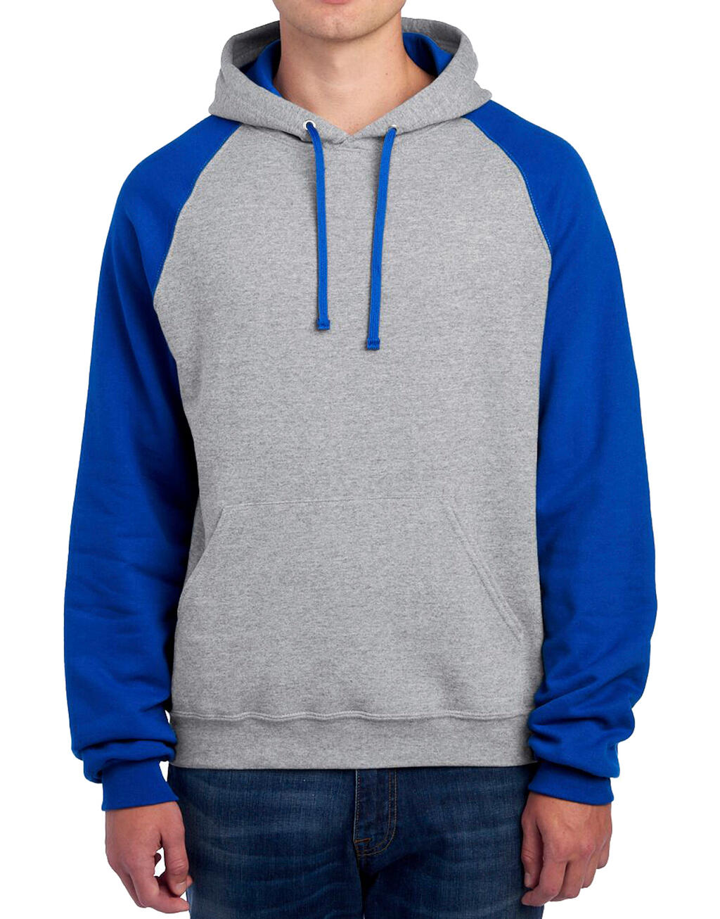 NuBlend Colour Block Raglan Hooded Sweatshirt Oxford / Royal