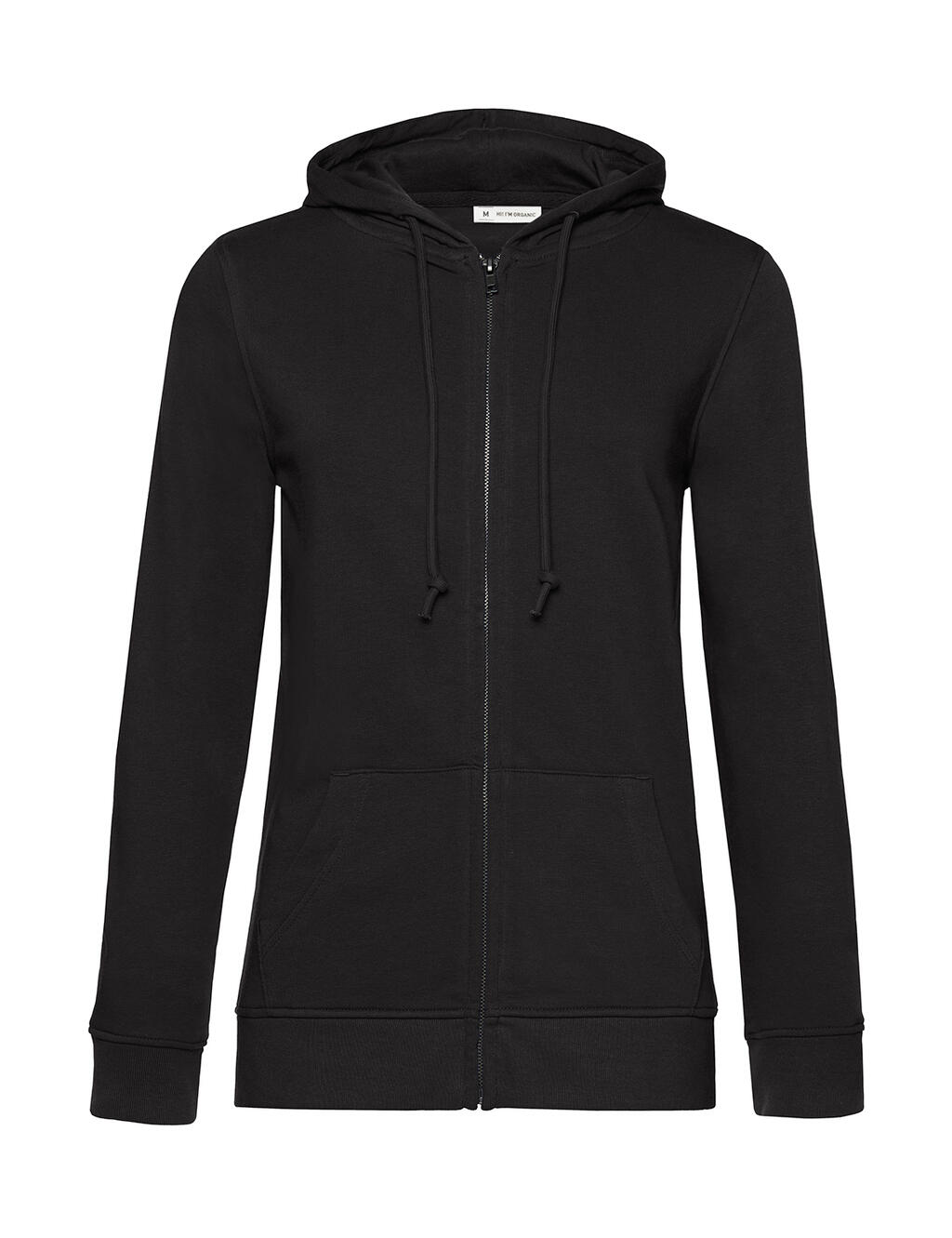 Sudadera orgánica con capucha y cremallera mujer  Black Pure