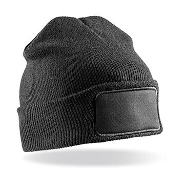 Gorro grueso con parche frontal Black