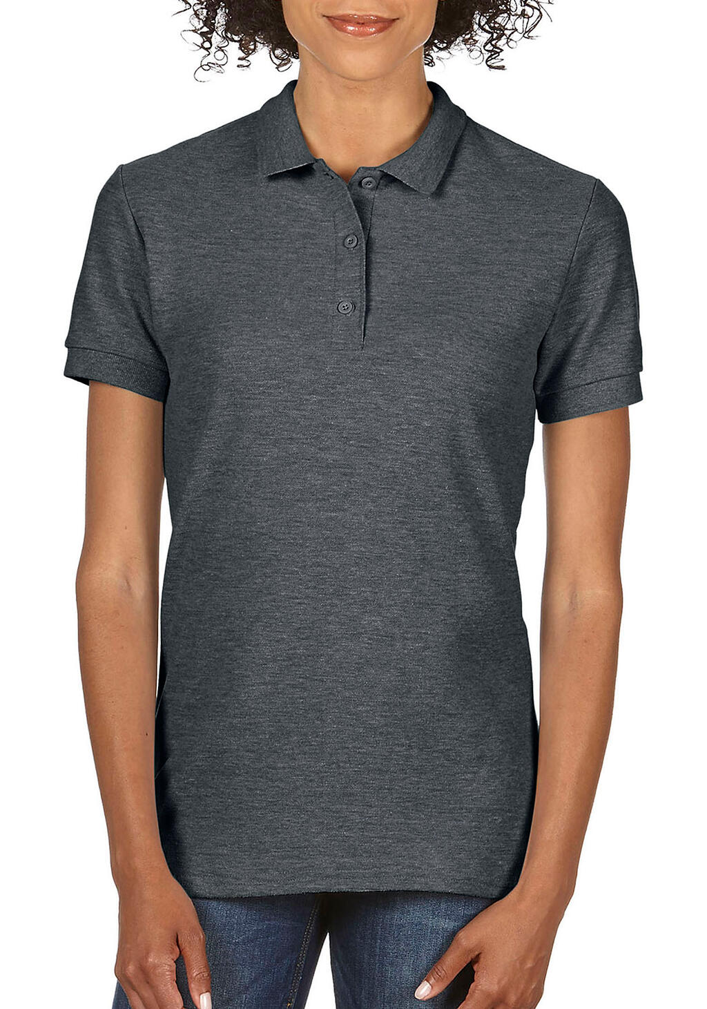 Polo piqué doble mujer Dark Heather