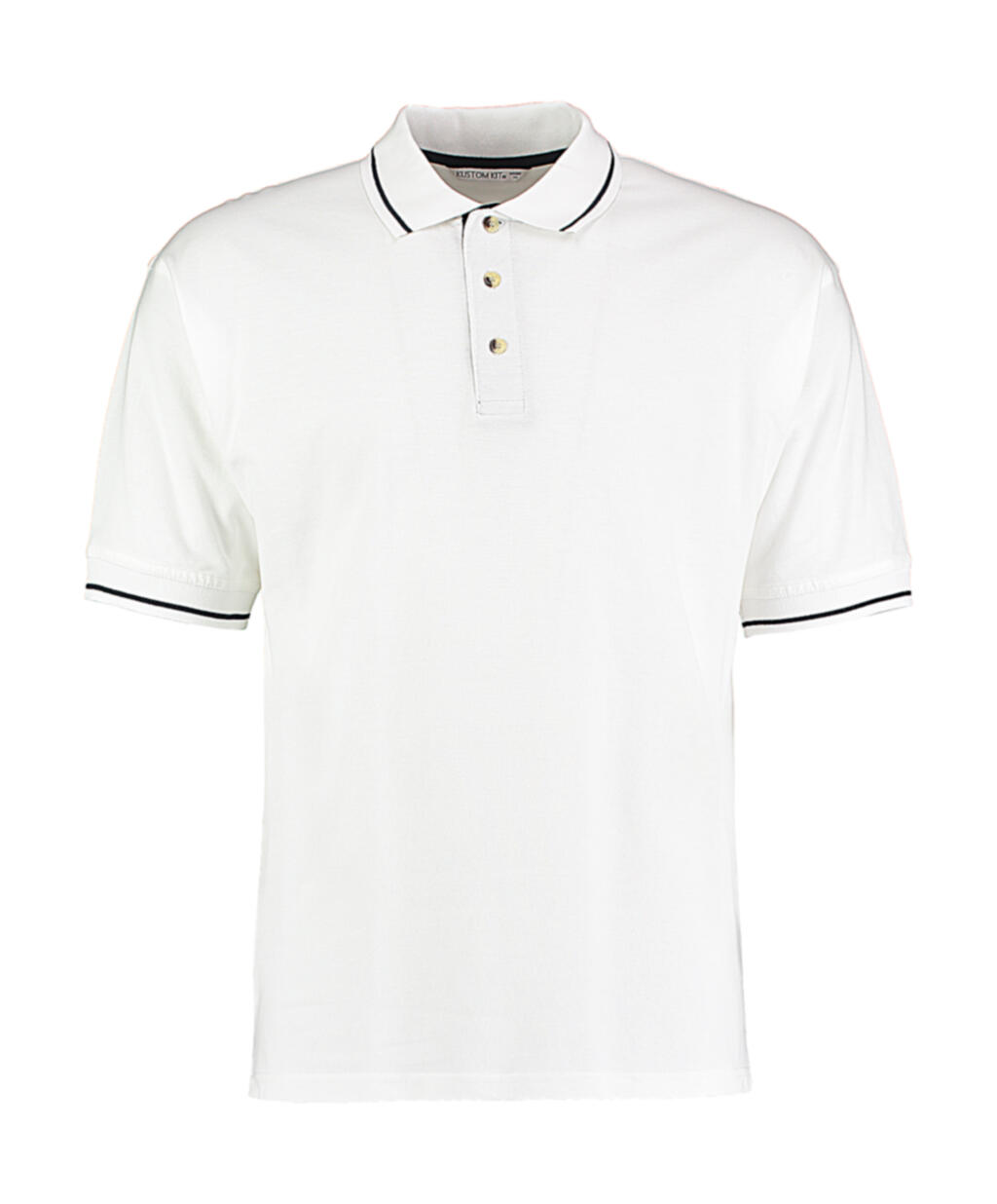 Polo piqué cuello rayado Classic Fit White/Navy