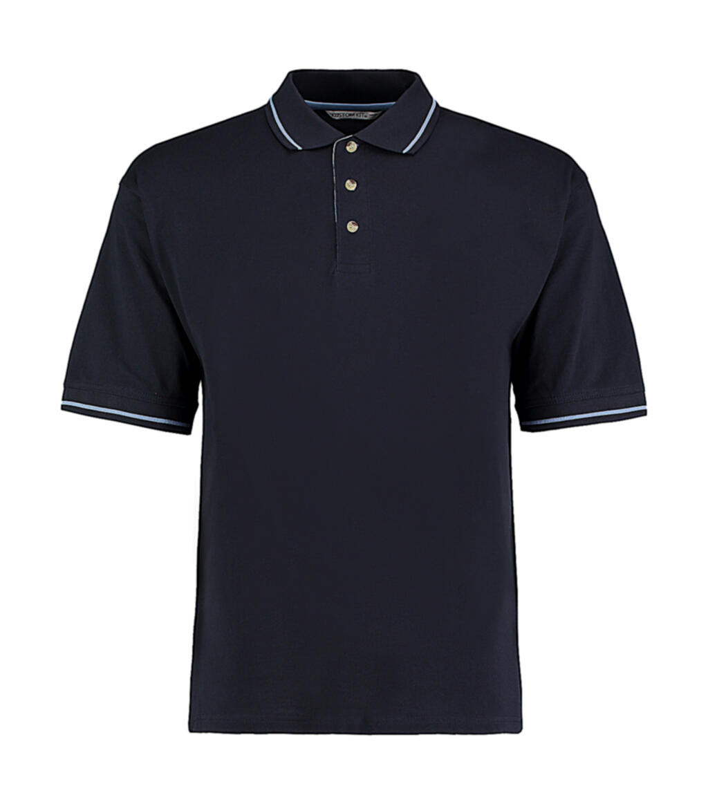 Polo piqué cuello rayado Classic Fit Navy/Light Blue