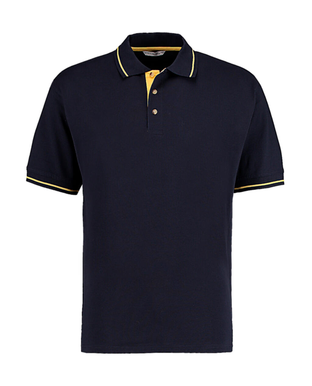 Polo piqué cuello rayado Classic Fit Navy/Sun Yellow