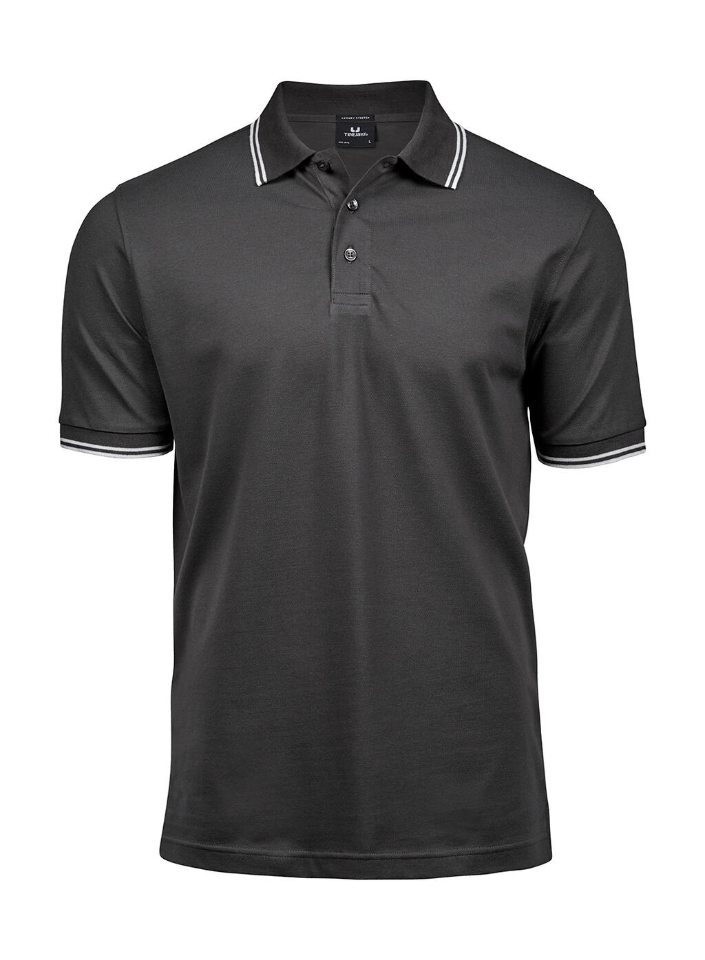 Polo orgánico Luxury stretch con rayas Dark Grey/White