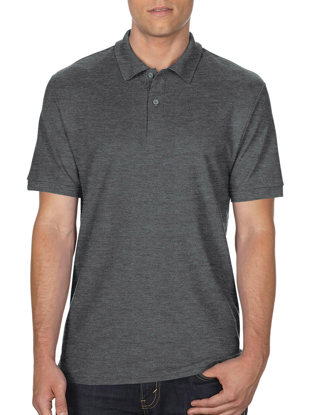 Polo DryBlend® piqué doble hombre Dark Heather