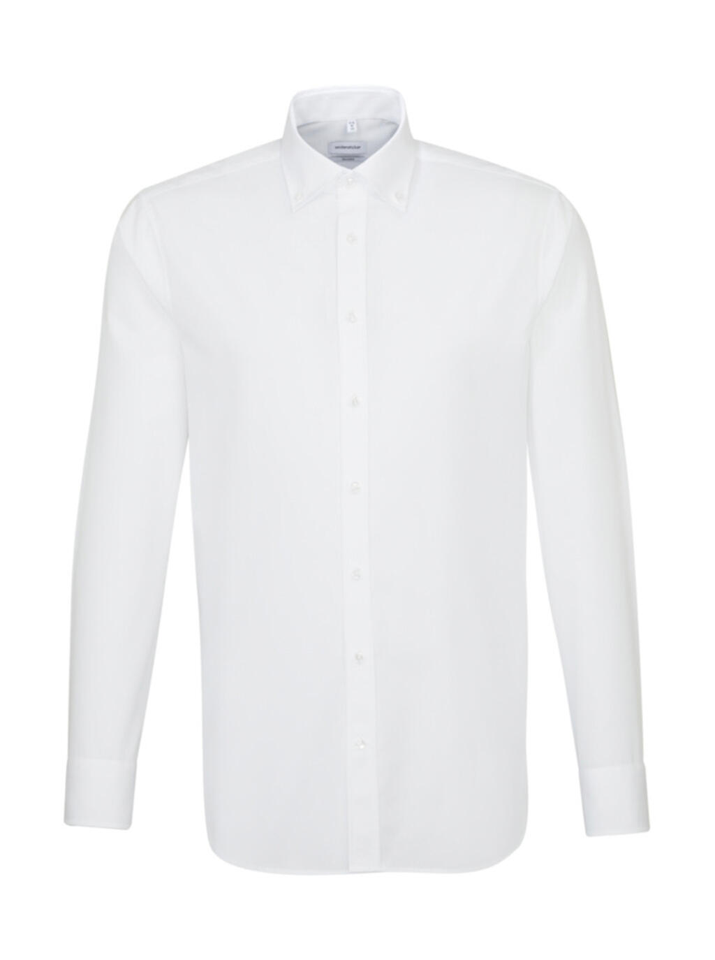 Camisa ajustada y abotonada en cuello Business White