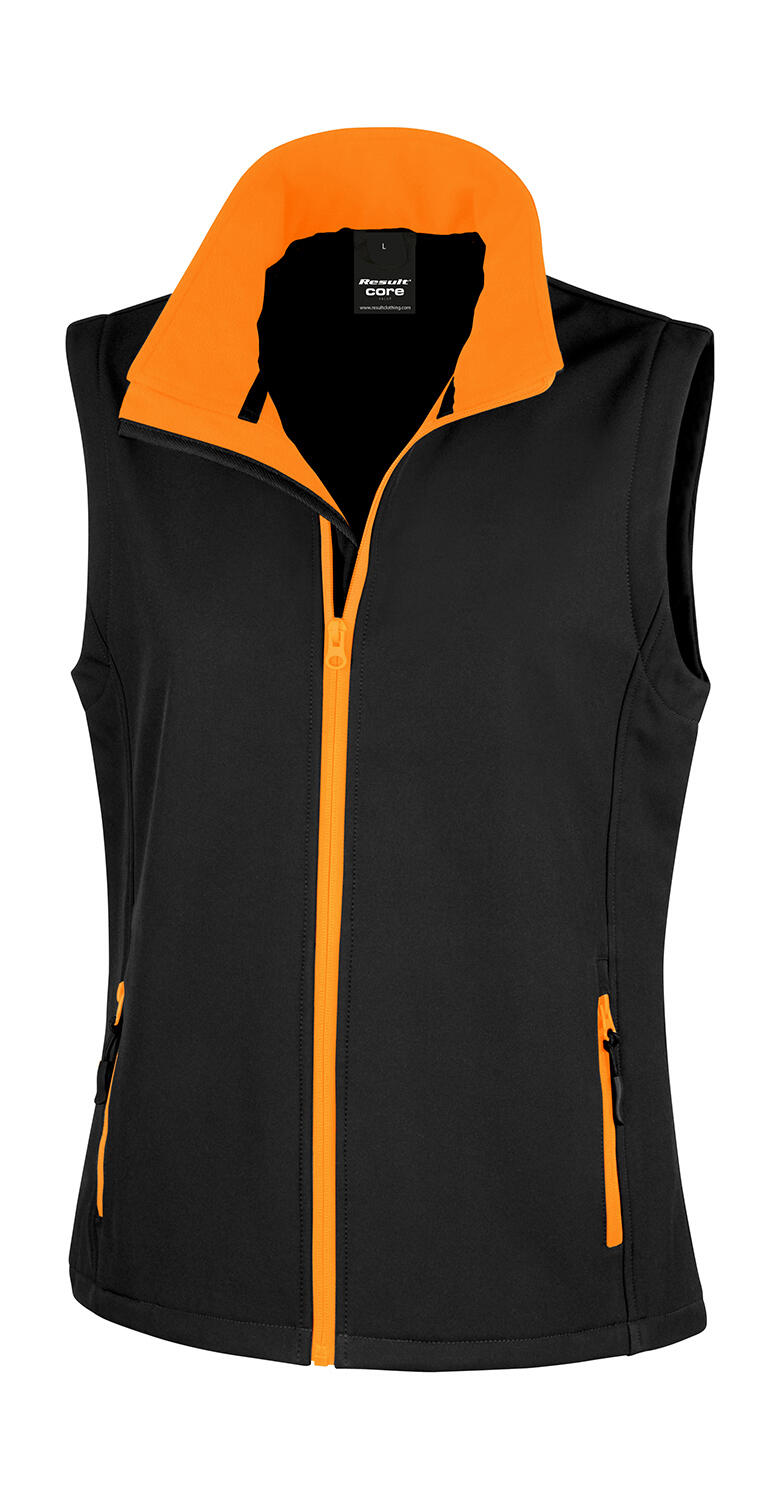 Chaleco Softshell Printable mujer Black/Orange