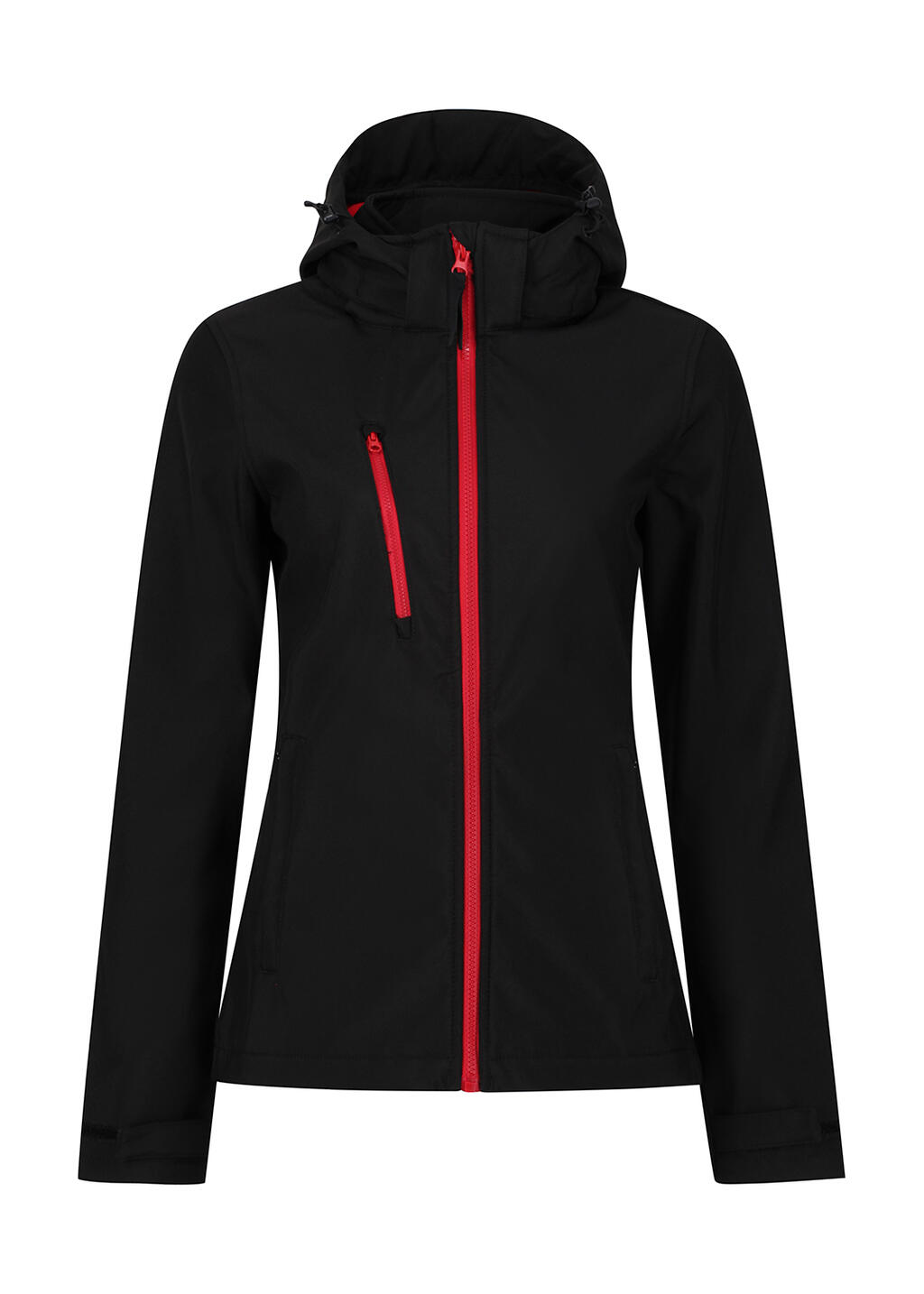 Softshell Capucha 3 capas Venturer Mujer Black/Red