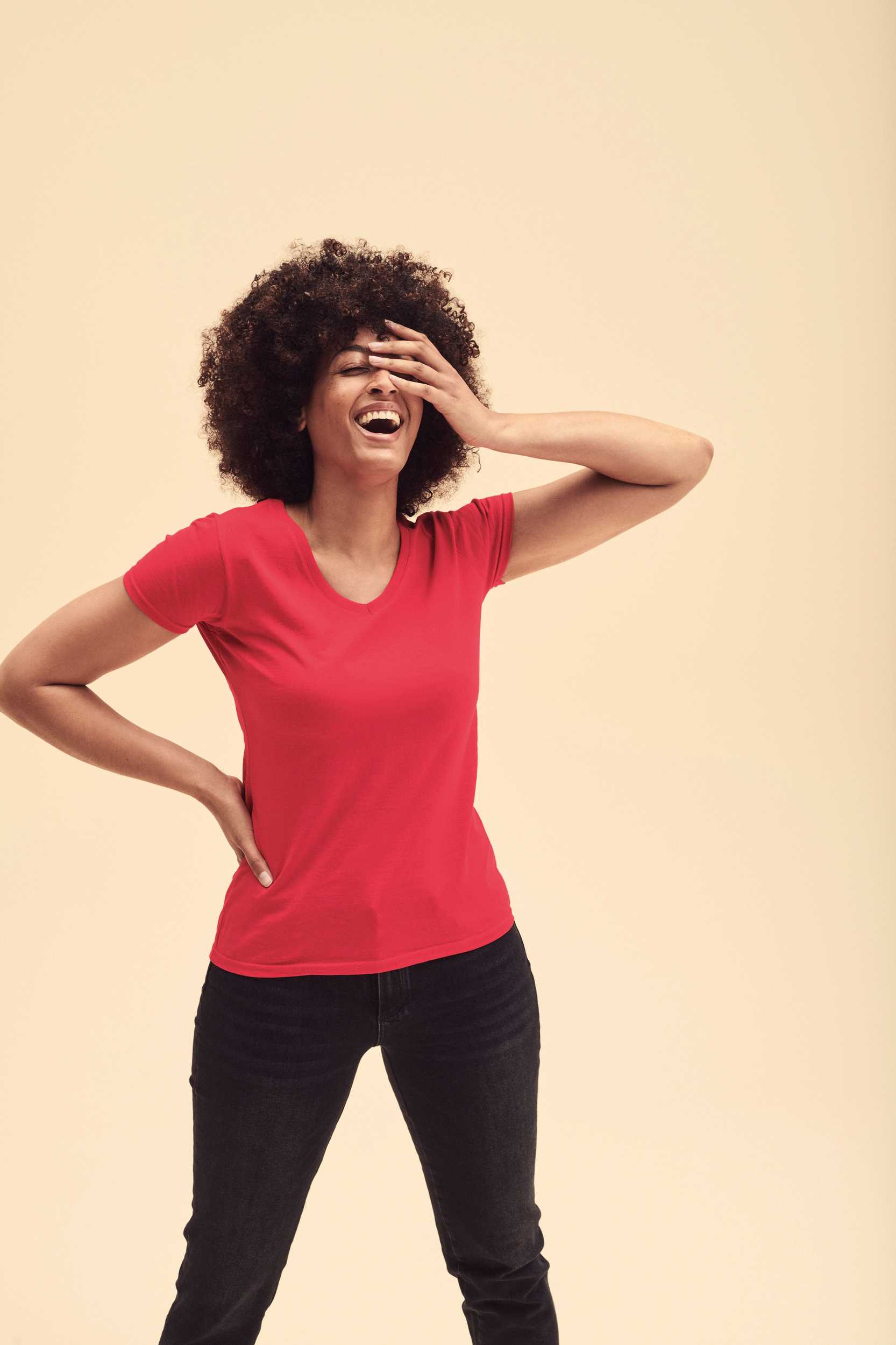  Fruit of the Loom Camiseta Valueweight cuello de pico mujer (61-398-0)