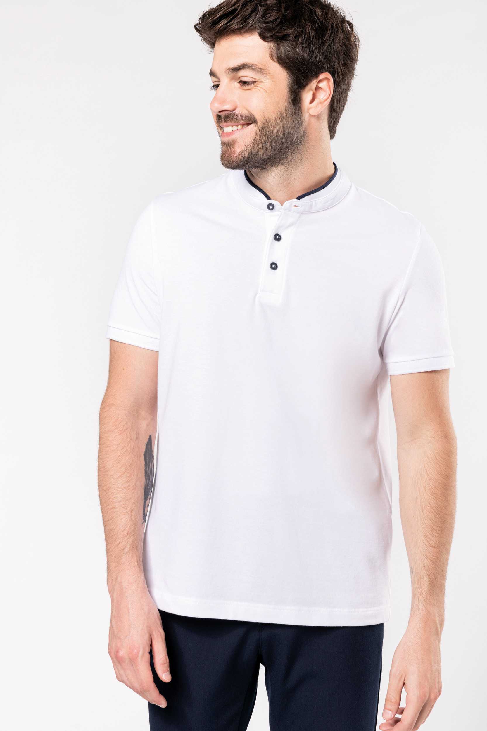  Kariban Polo con cuello mao manga corta hombre