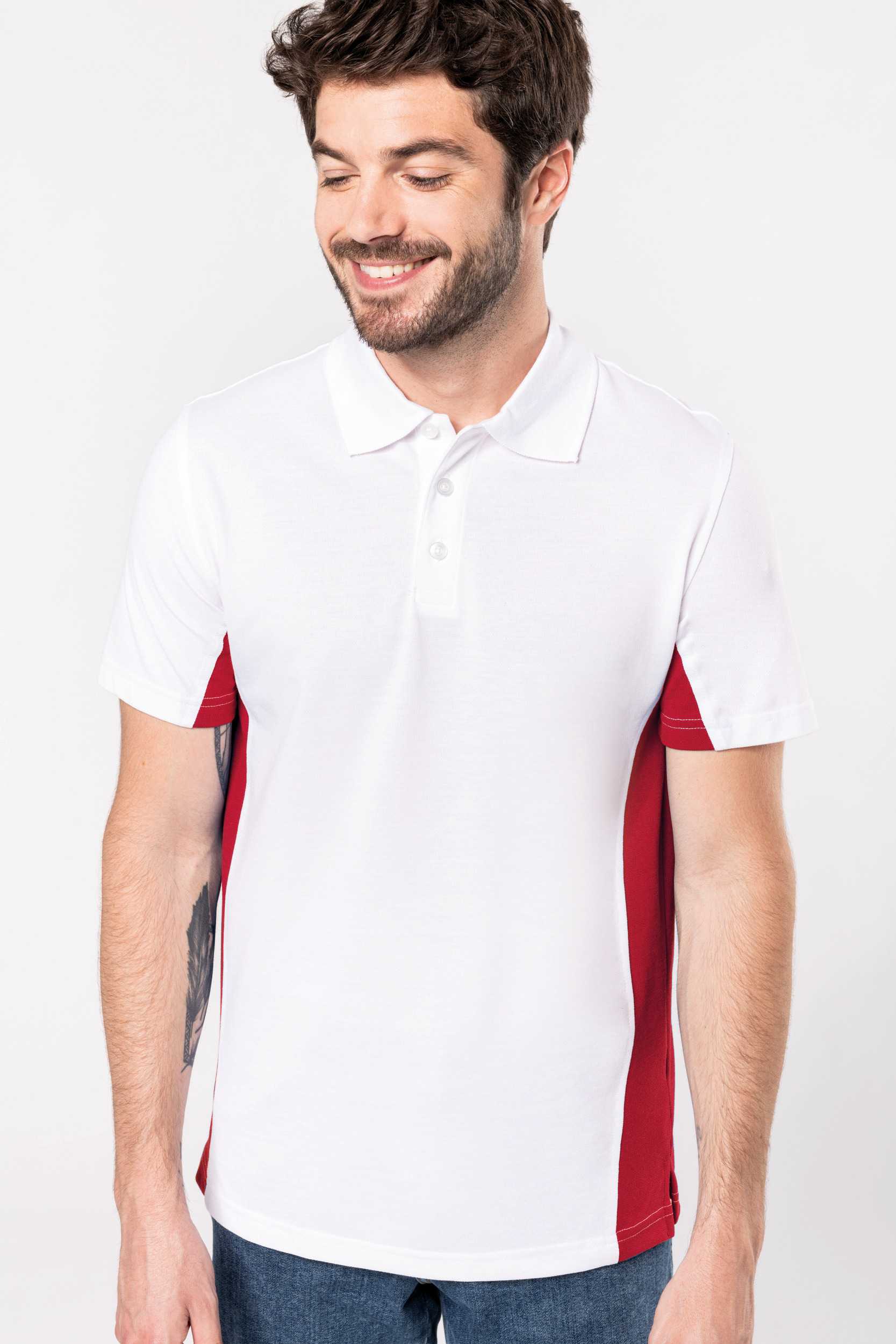  Kariban Polo de punto piqué manga corta bicolor hombre