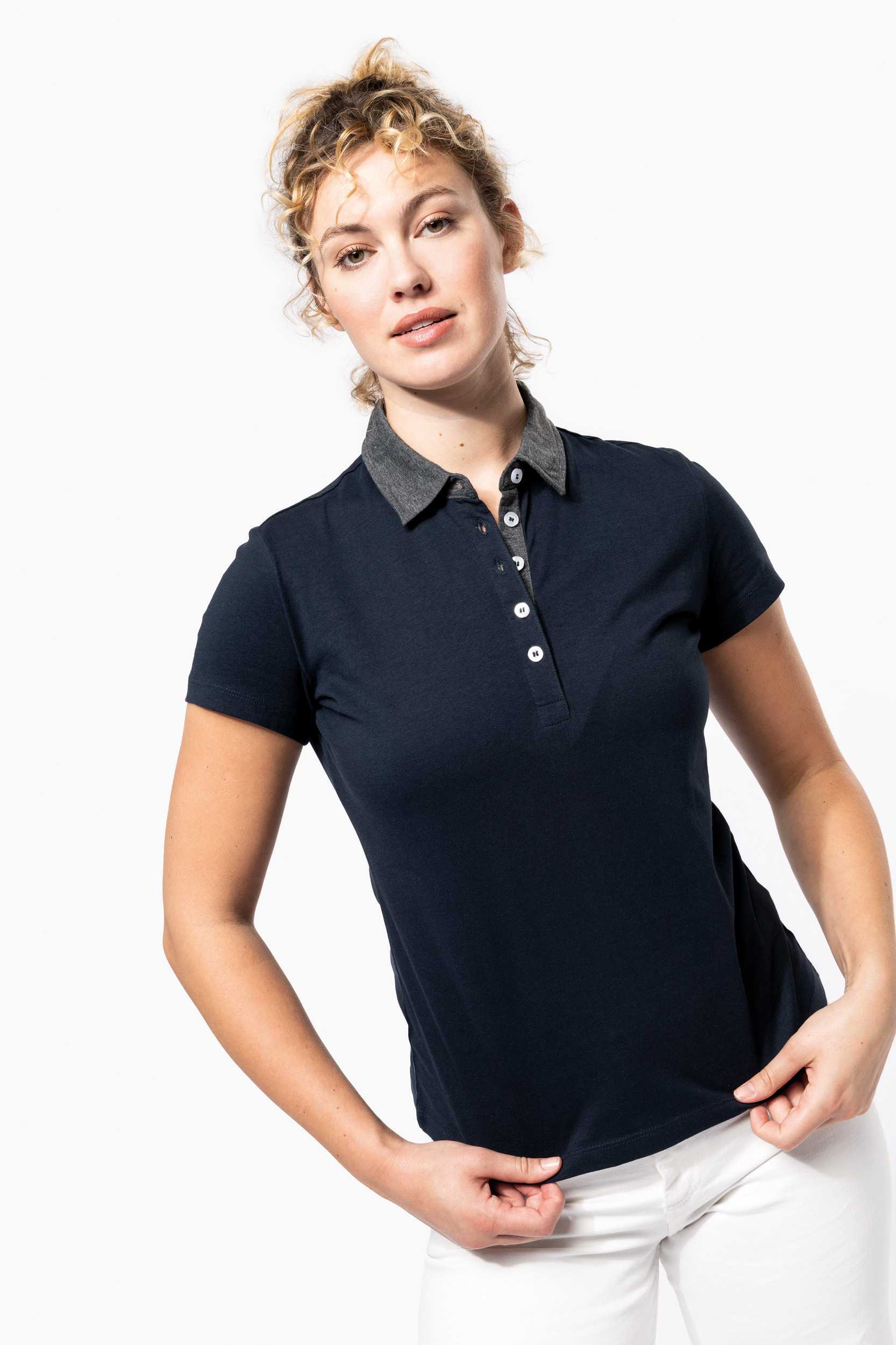 Kariban Polo jersey bicolor mujer