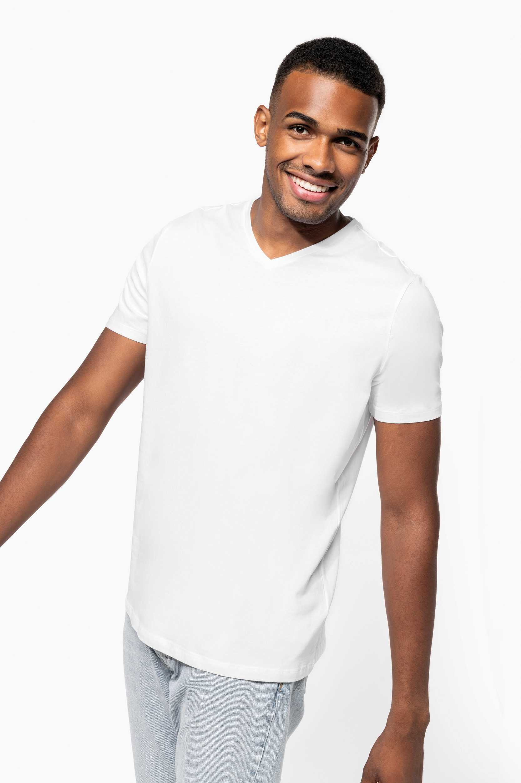 Kariban Camiseta con elastano cuello de pico hombre