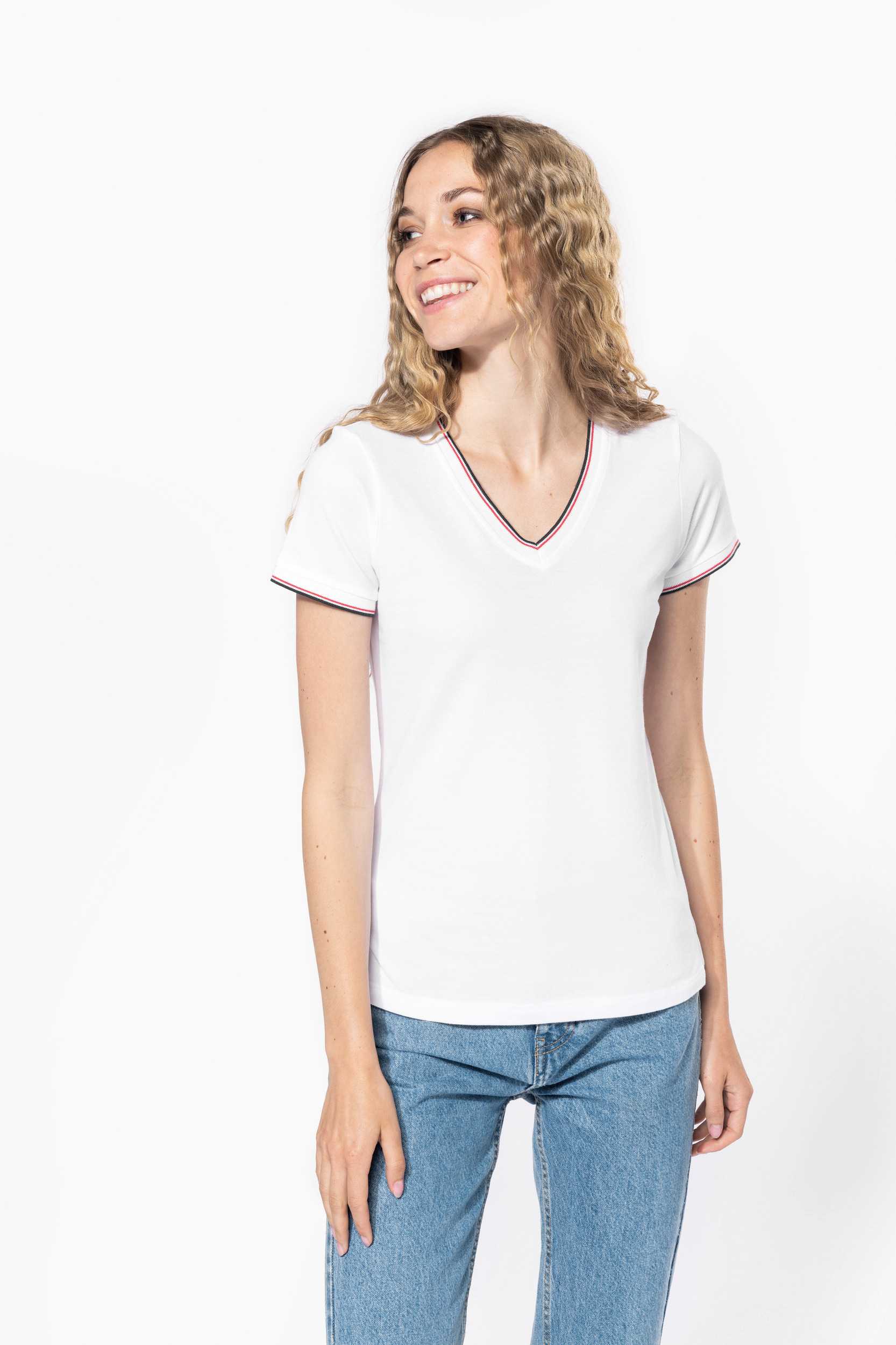  Kariban Camiseta de punto piqué con cuello de pico mujer