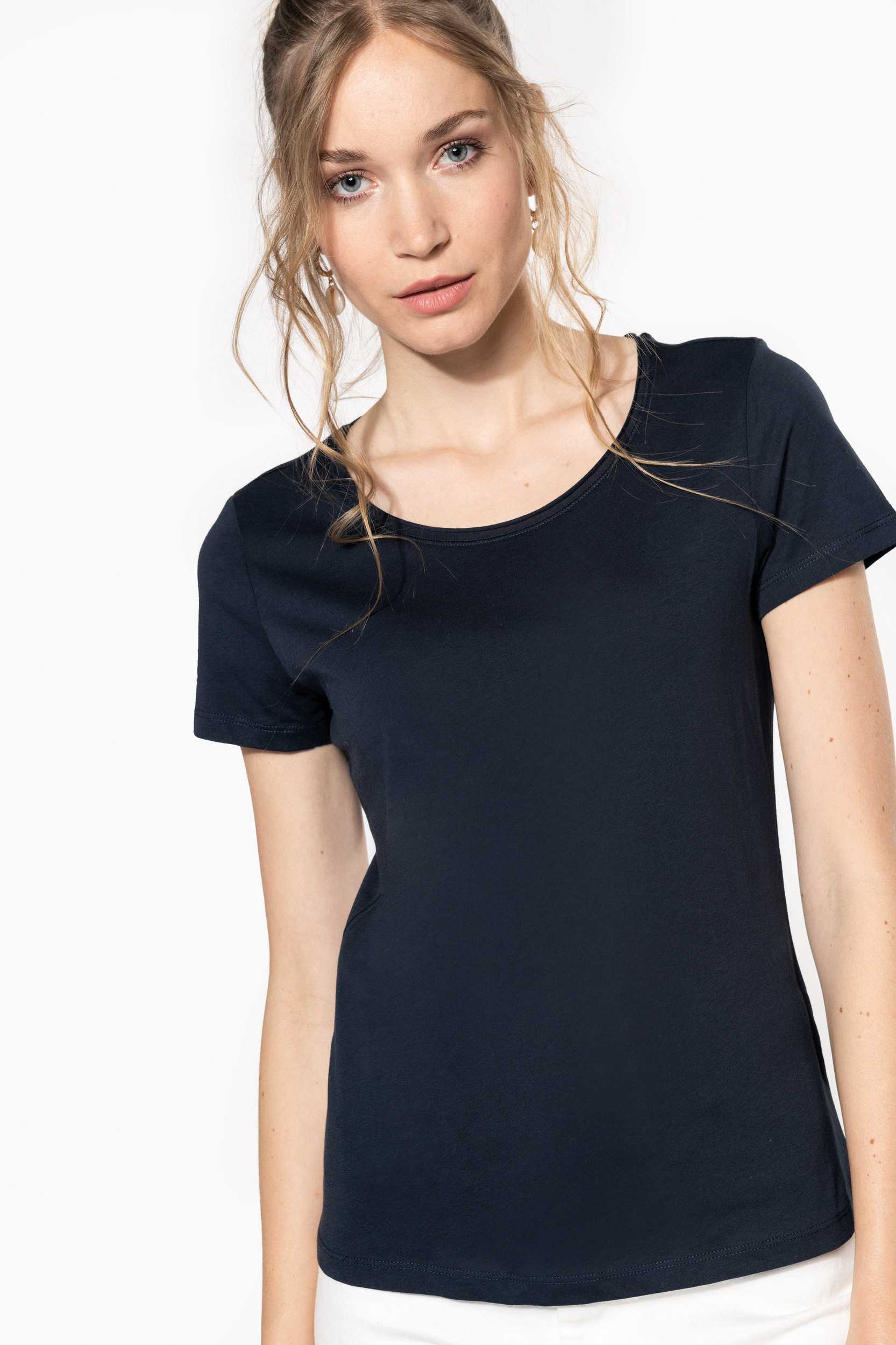  Kariban Camiseta orgánica con cuello sin costuras y manga corta mujer