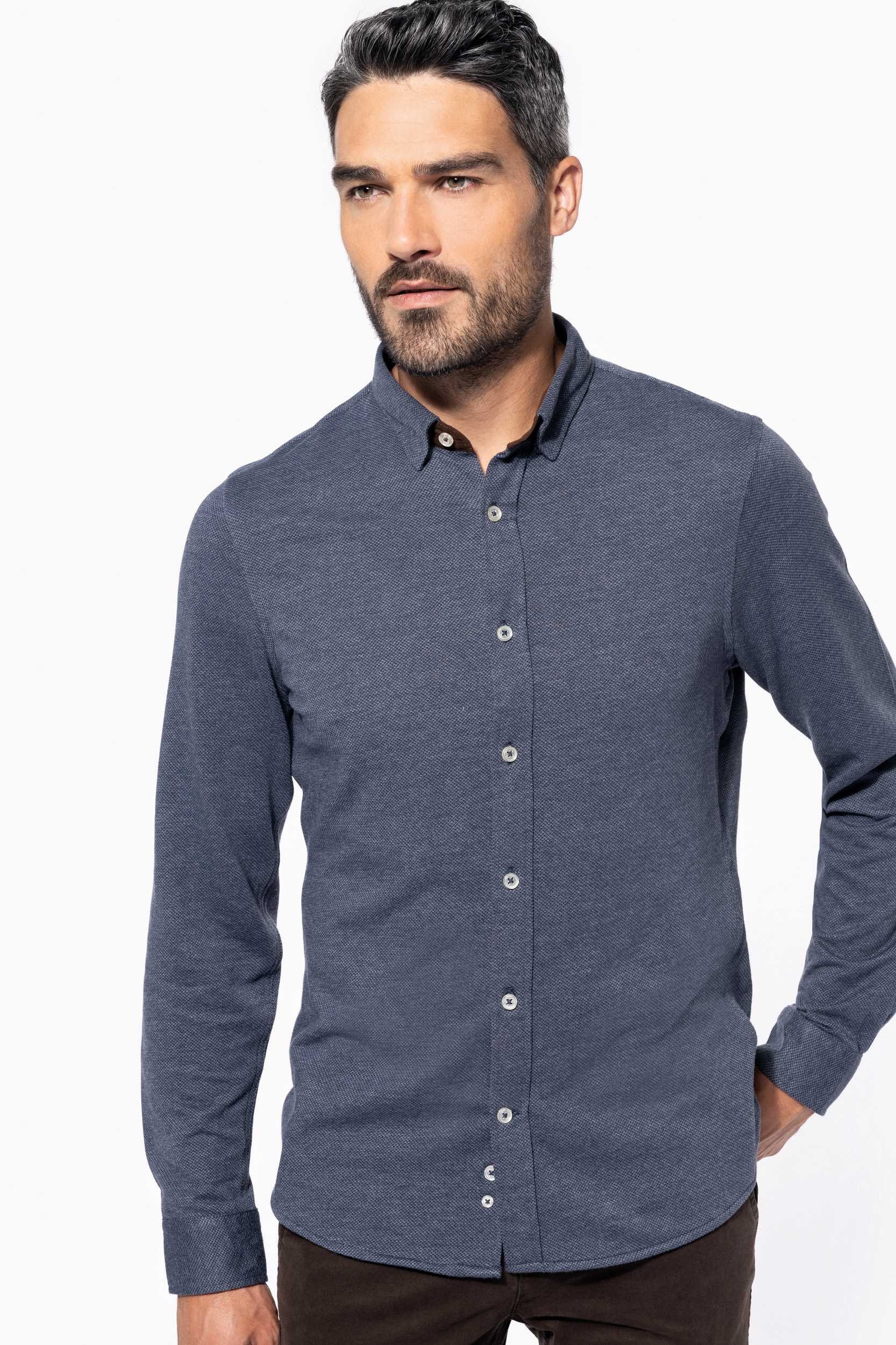  Kariban Camisa Jacquard Manga larga
