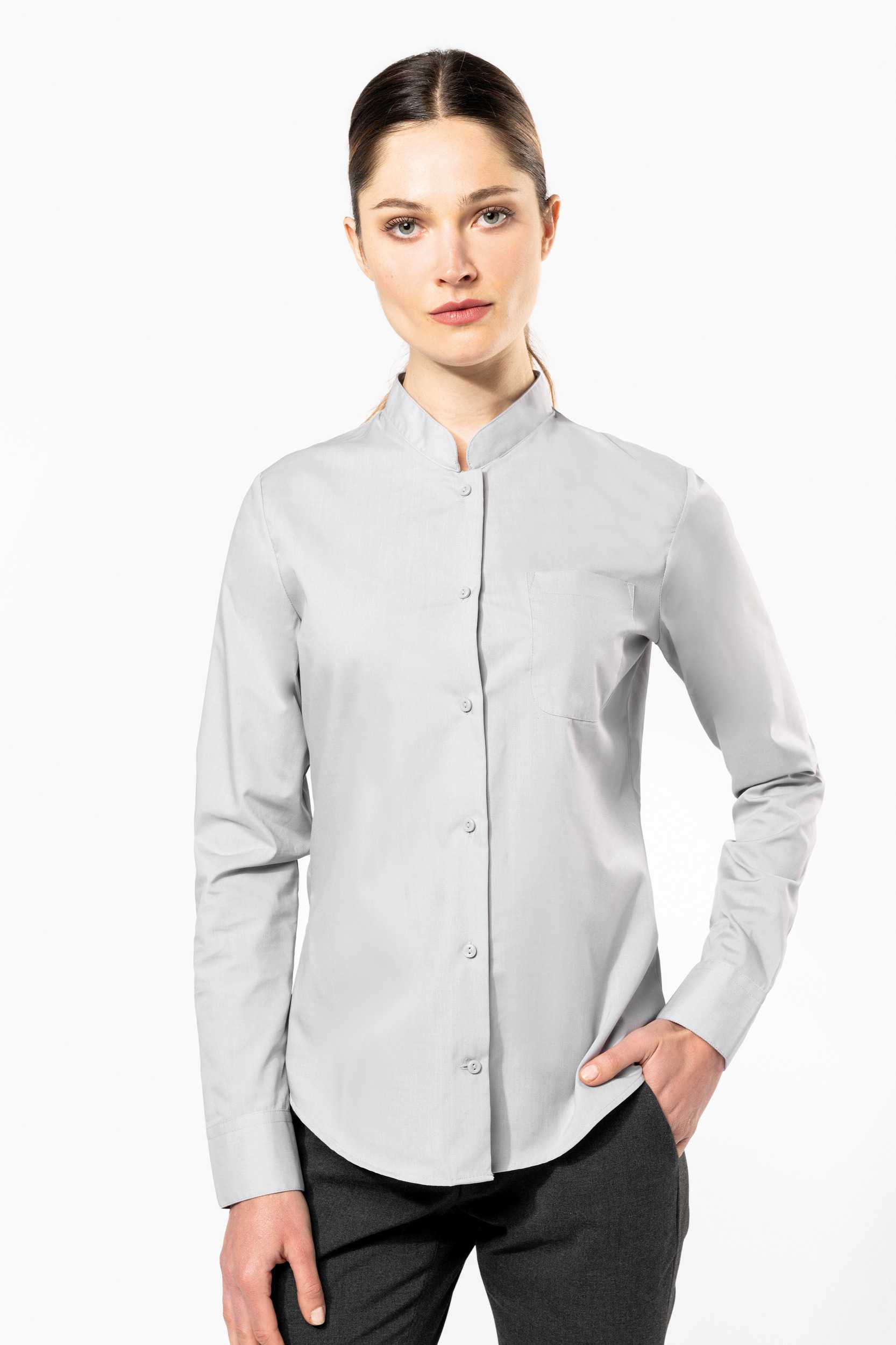  Kariban Camisa cuello mao manga larga mujer