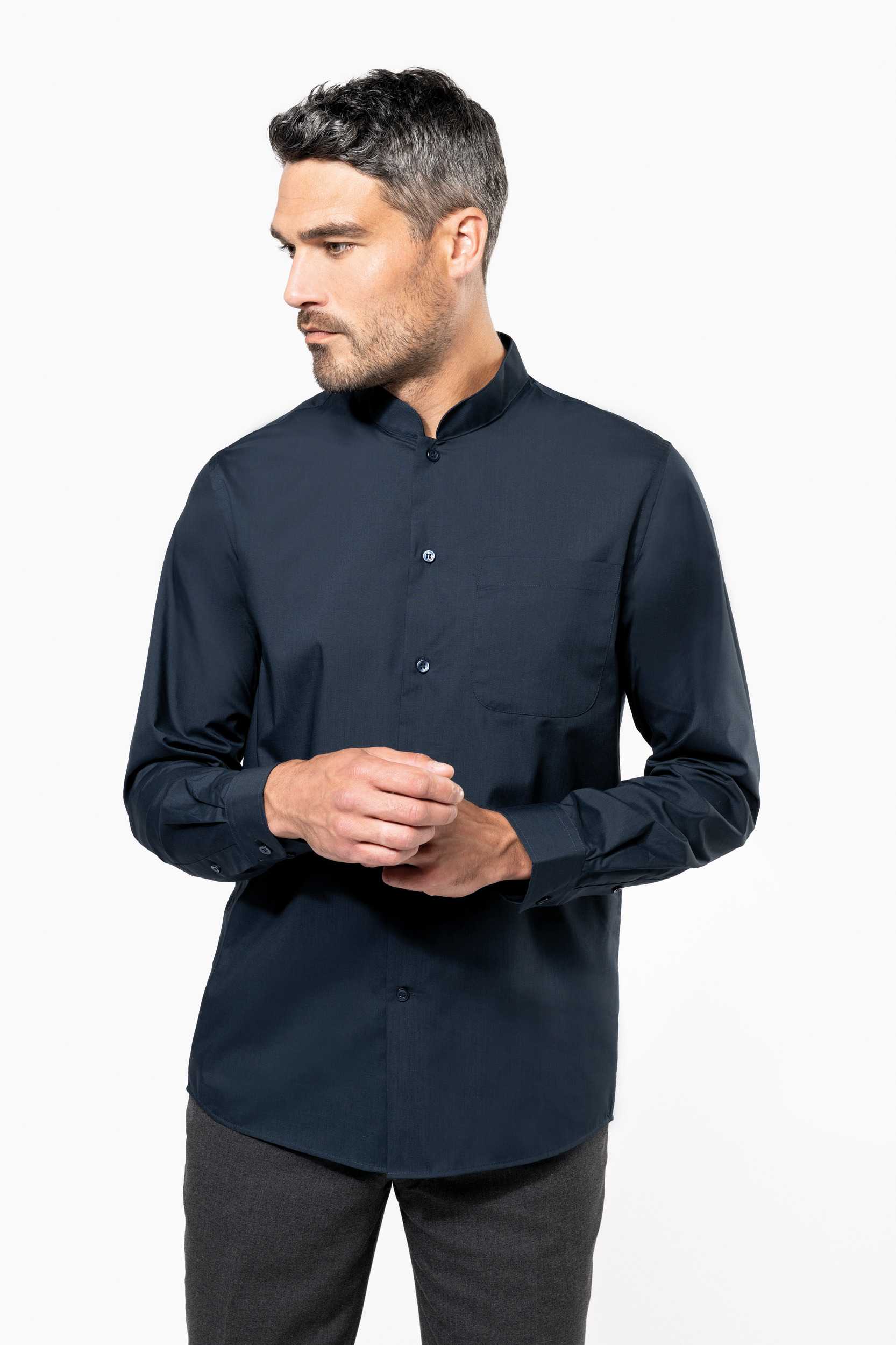  Kariban Camisa cuello mao  manga larga hombre