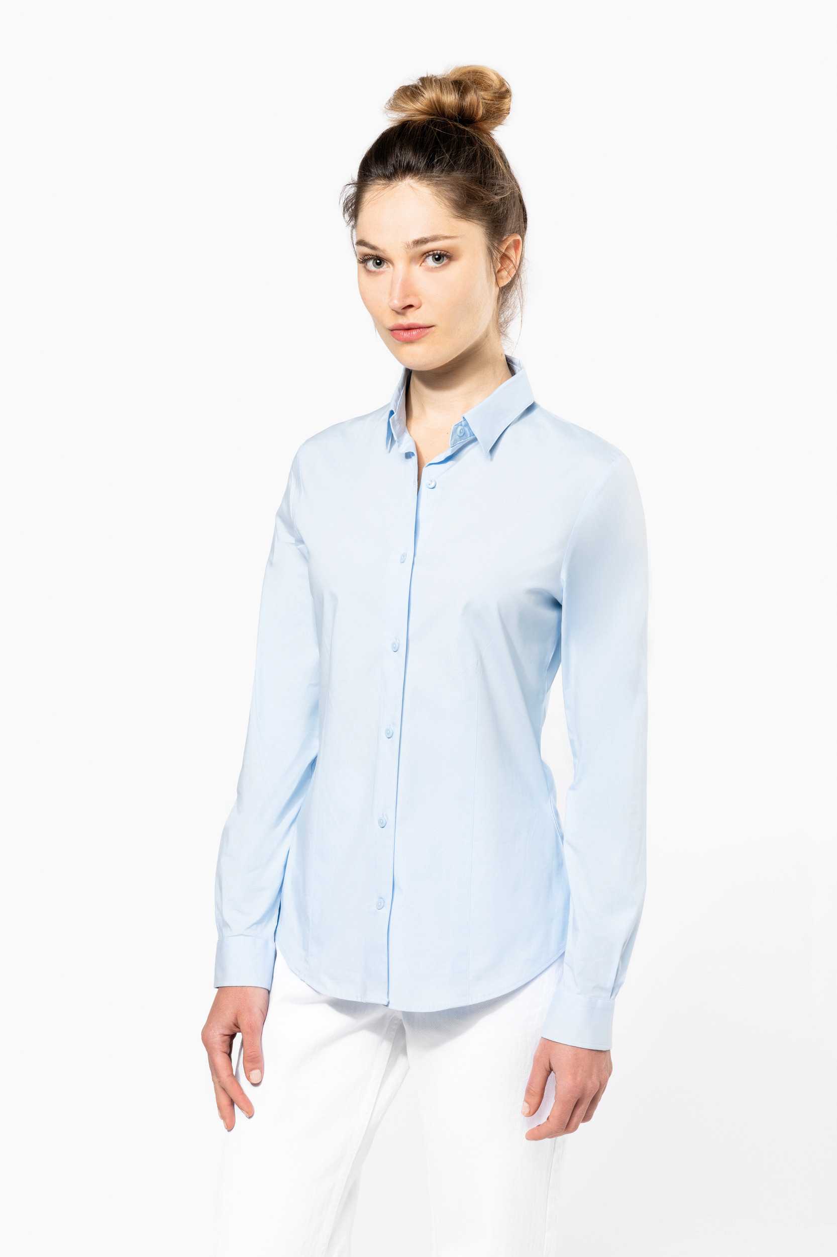 Kariban Camisa stretch manga larga mujer