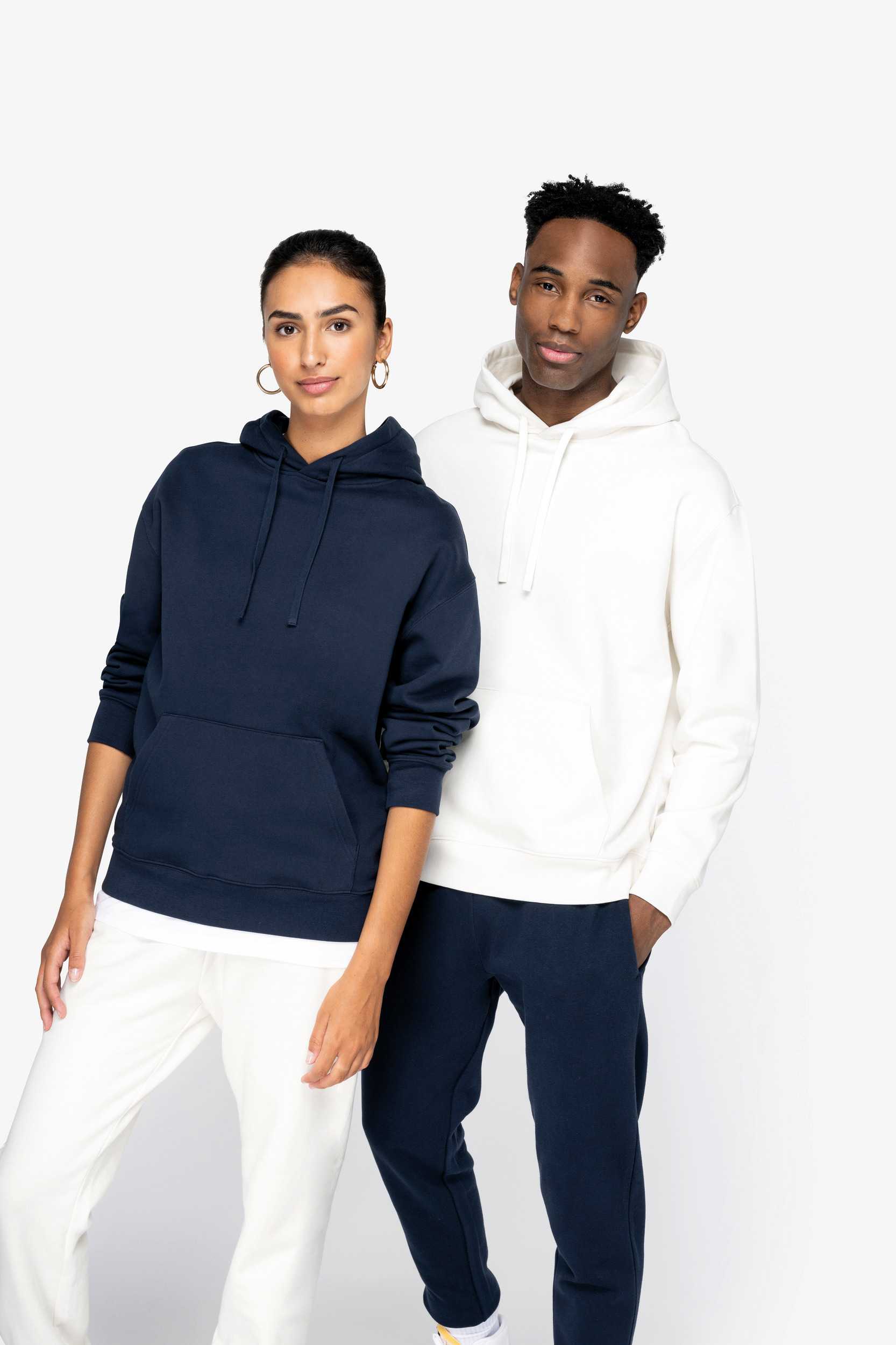  Native Spirit Sudadera ecorresponsable con capucha y hombros caídos, felpa perchada unisex