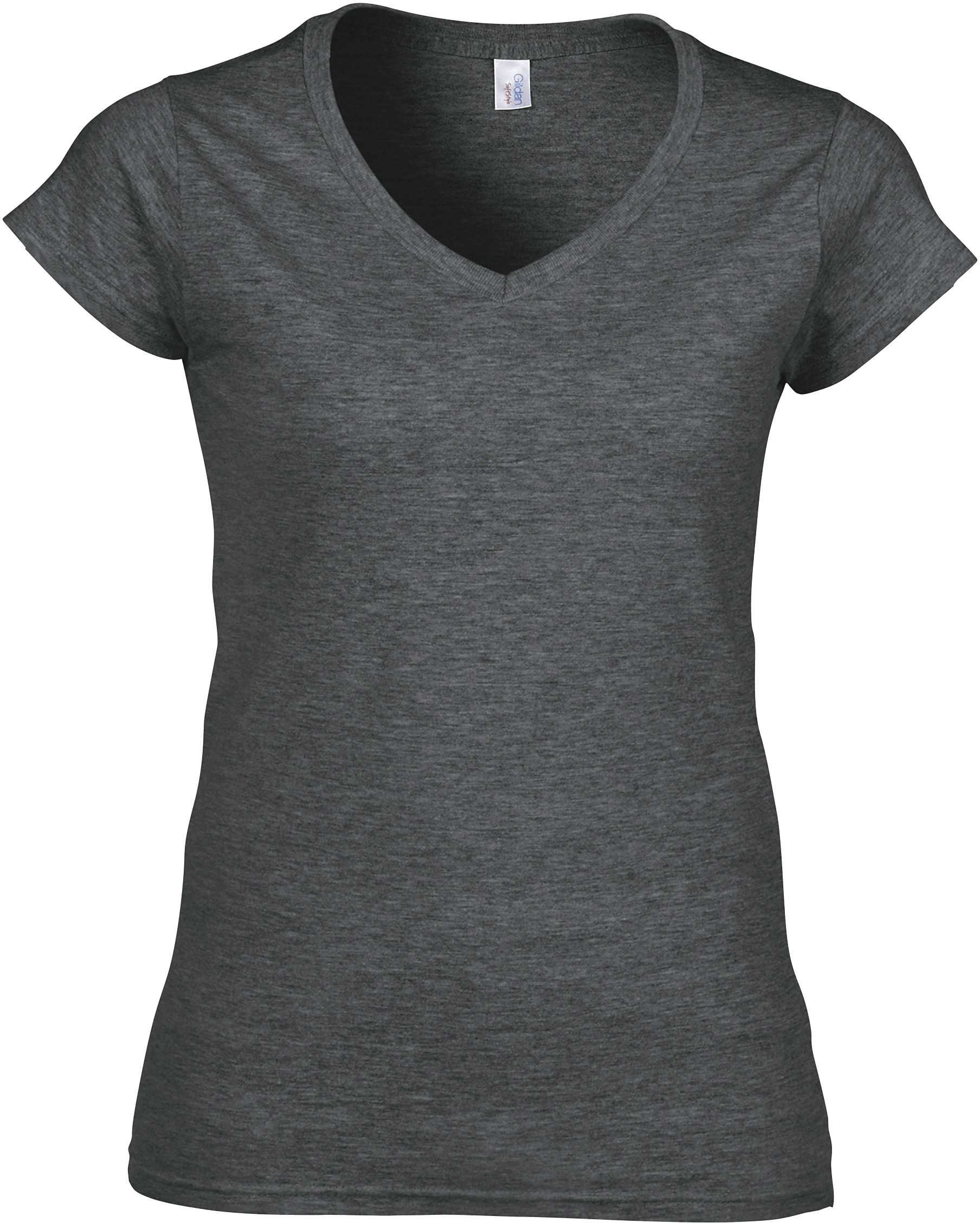 Camiseta Softstyle cuello de pico mujer Dark Heather