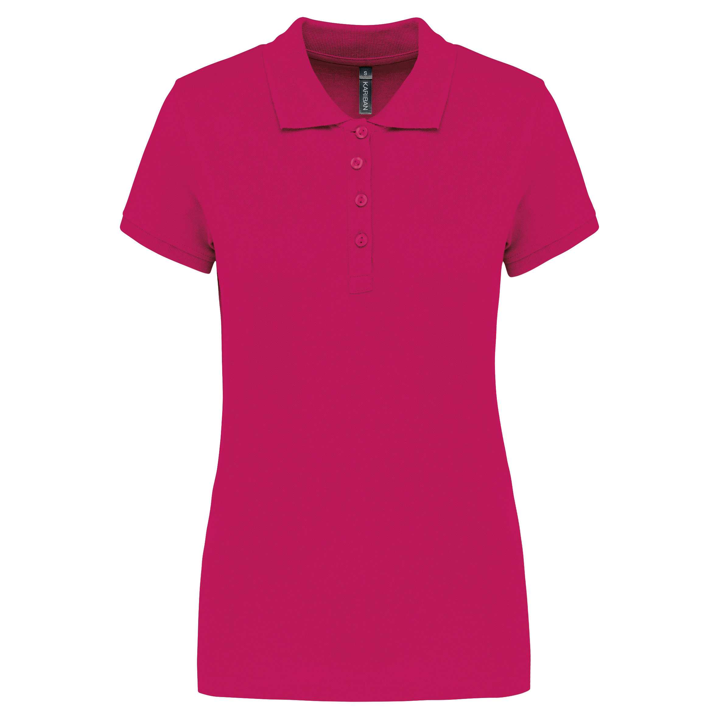 Polo piqué de manga corta de mujer Fuchsia
