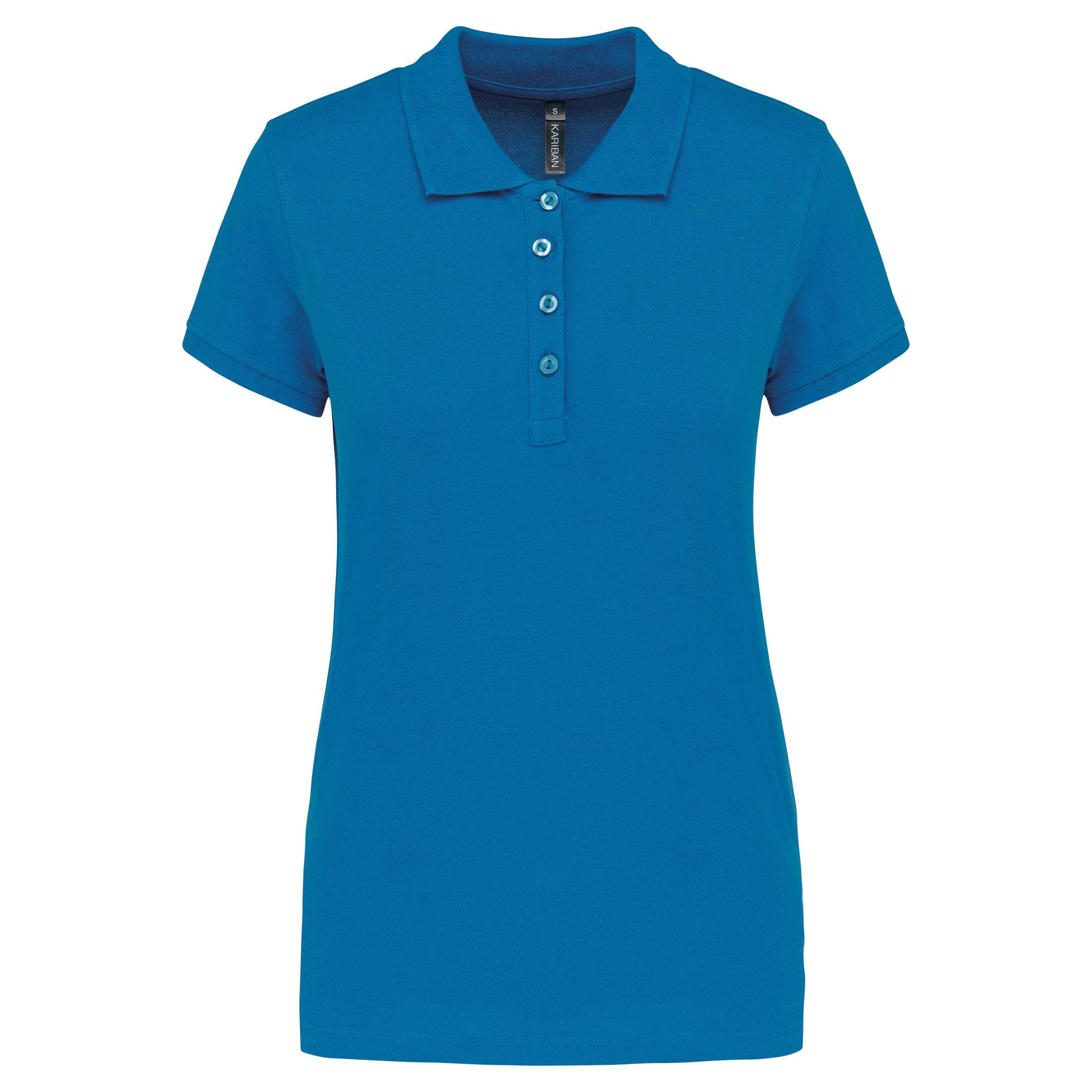 Polo piqué de manga corta de mujer Tropical Blue