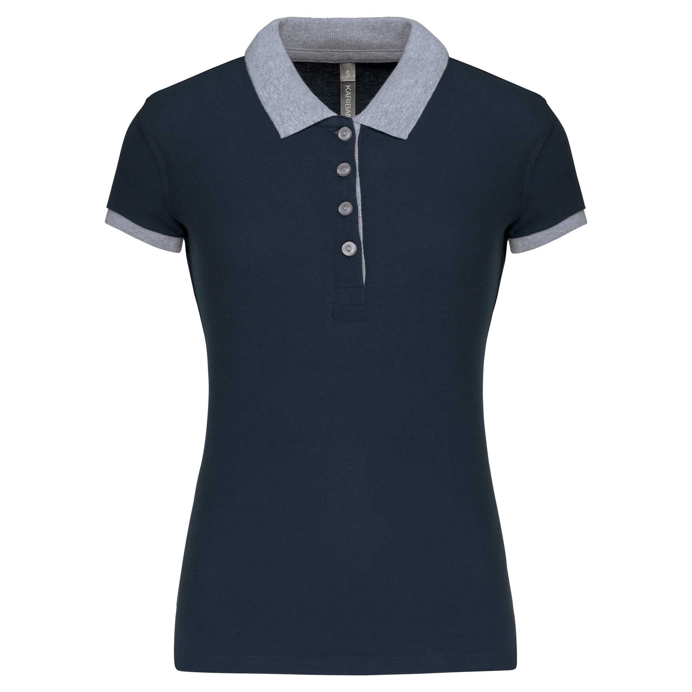 Polo piqué bicolor mujer Navy / Oxford Grey