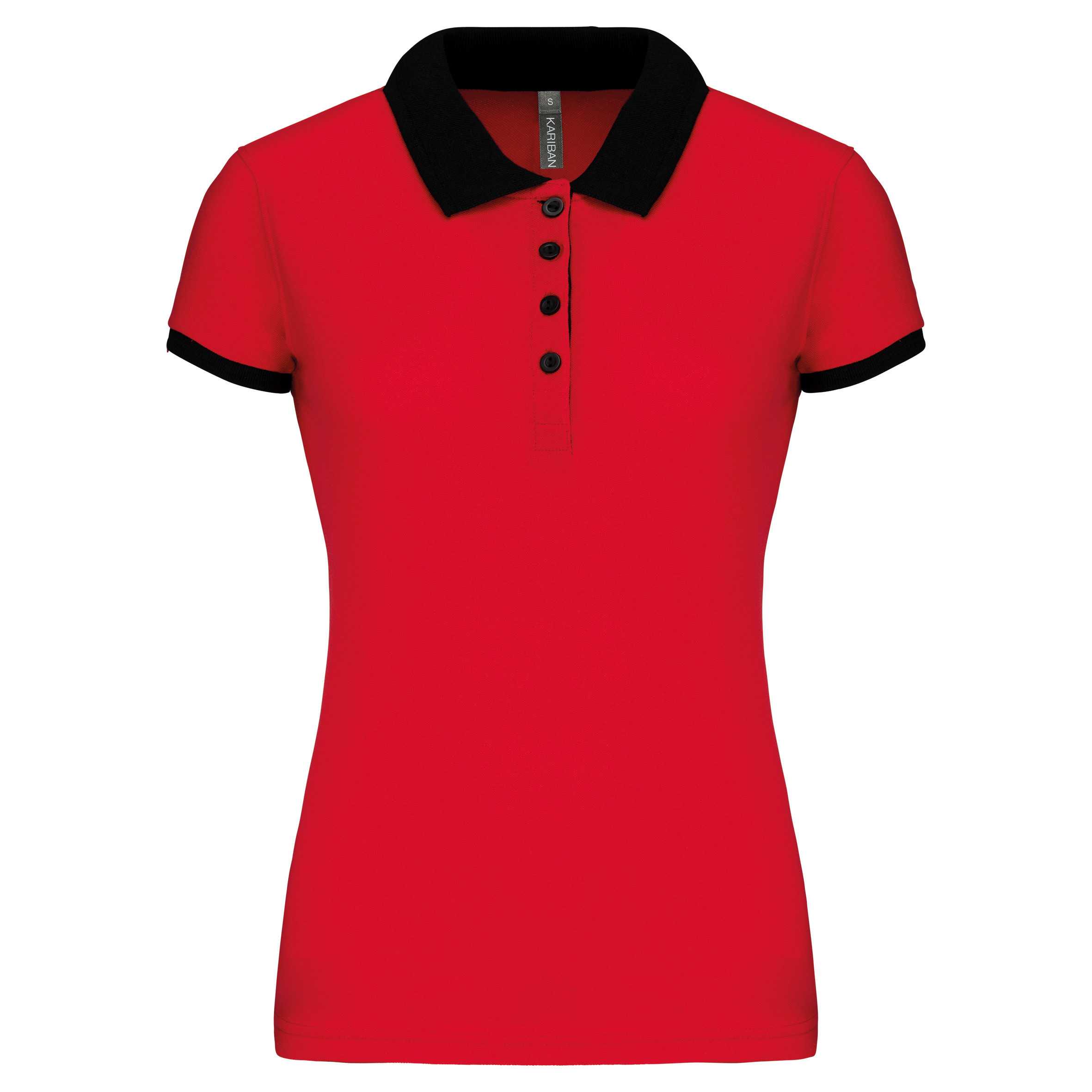Polo piqué bicolor mujer Red / Black