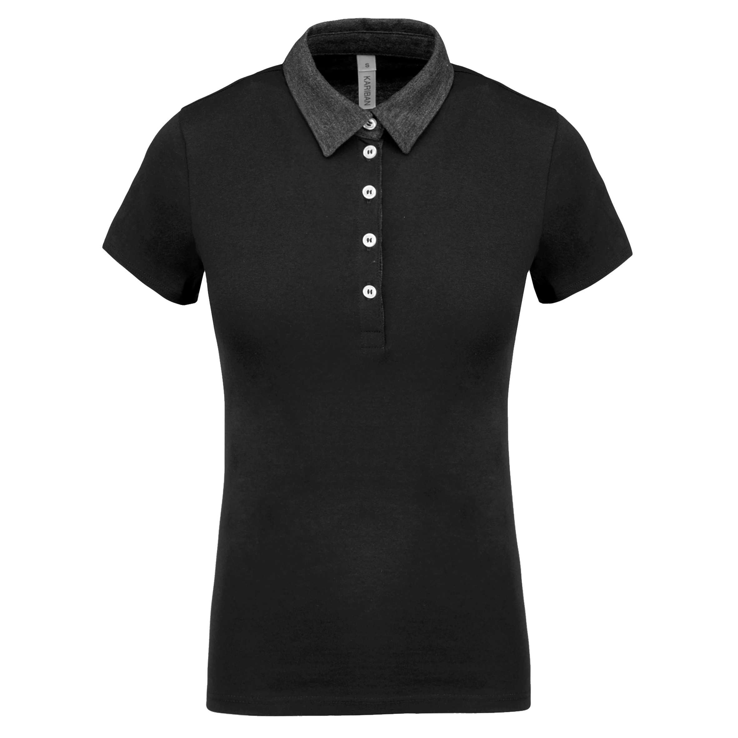 Polo jersey bicolor mujer Black / Dark Grey Heather