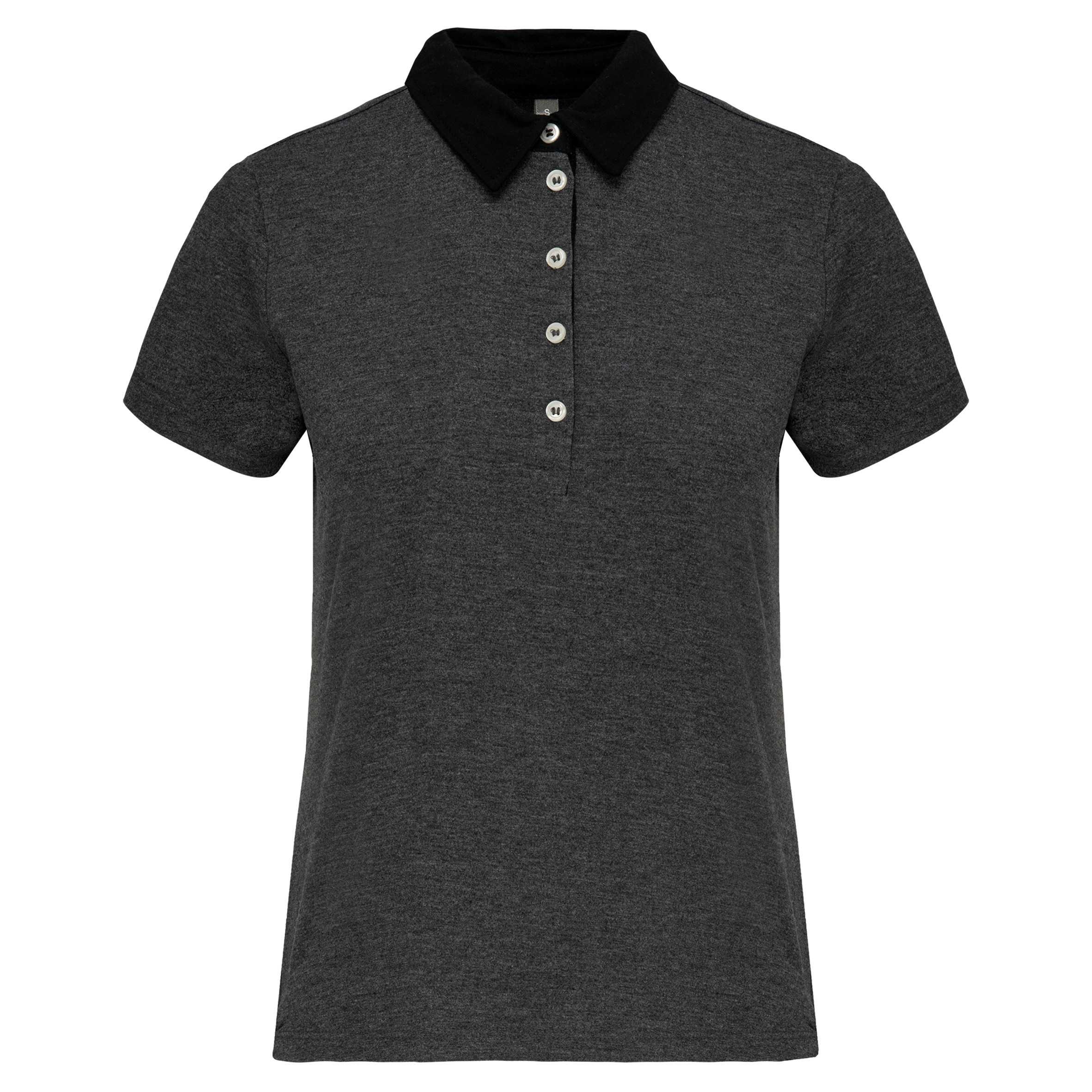 Polo jersey bicolor mujer Dark Grey Heather / Black