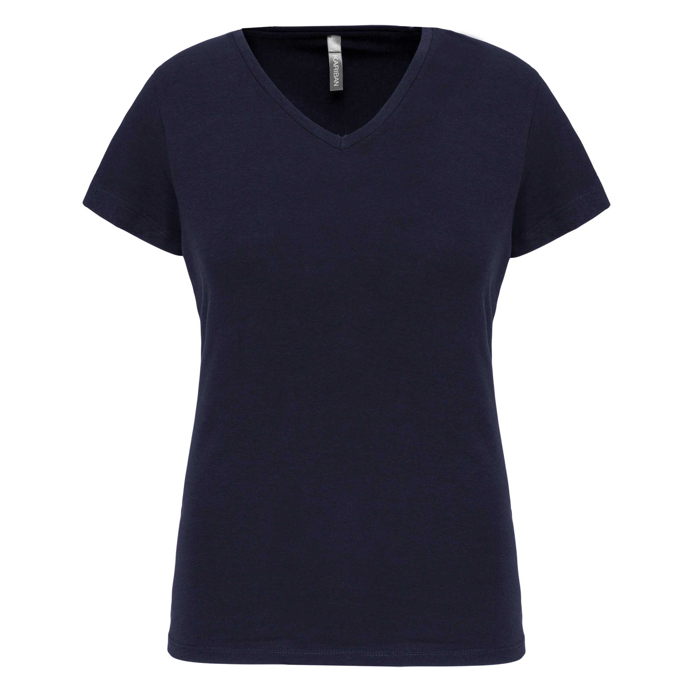 Camiseta con elastano cuello de pico mujer Navy