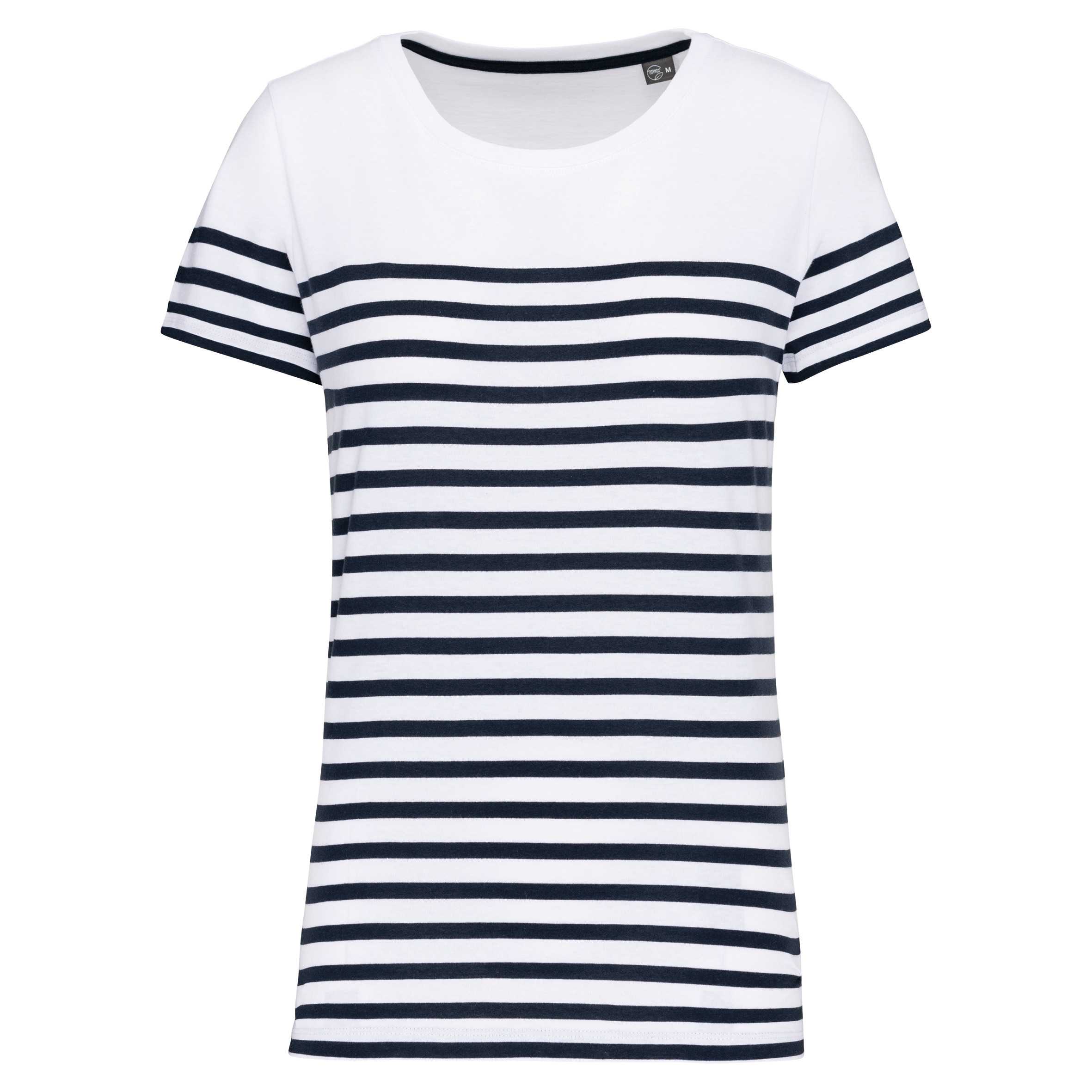 Camiseta marinera algodón orgánico mujer White / Navy Stripes