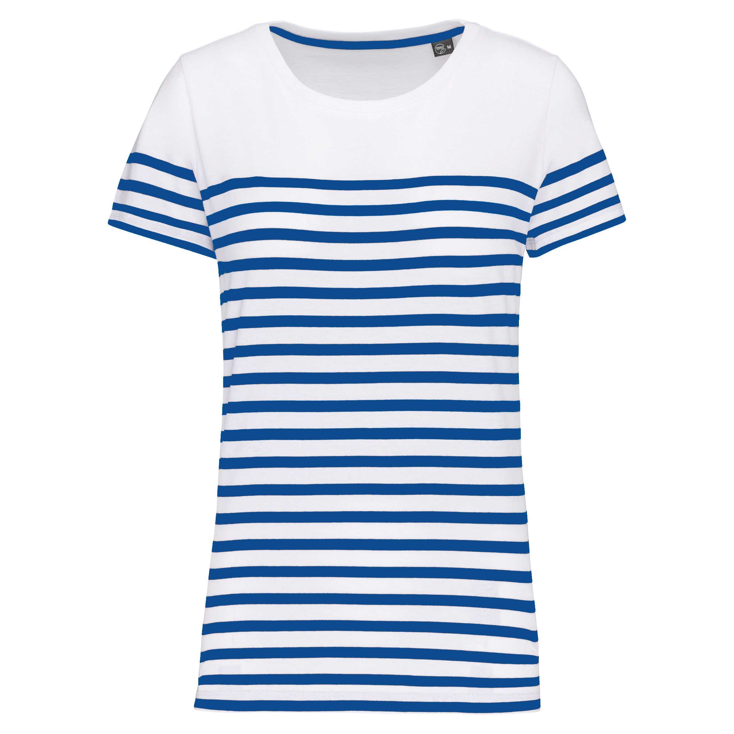 Camiseta marinera algodón orgánico mujer White / Royal Blue Stripe