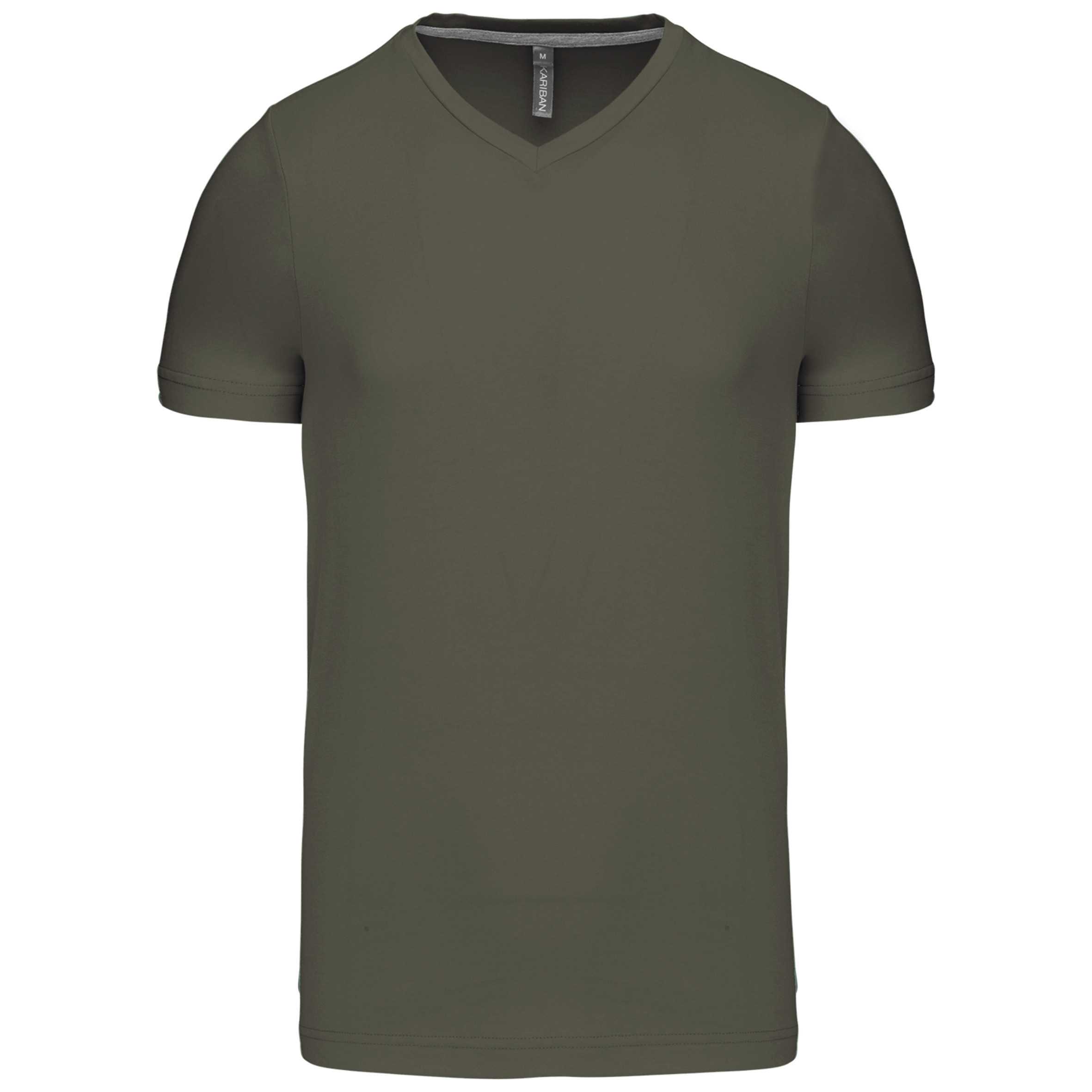 Camiseta de manga corta y cuello de pico Dark Khaki