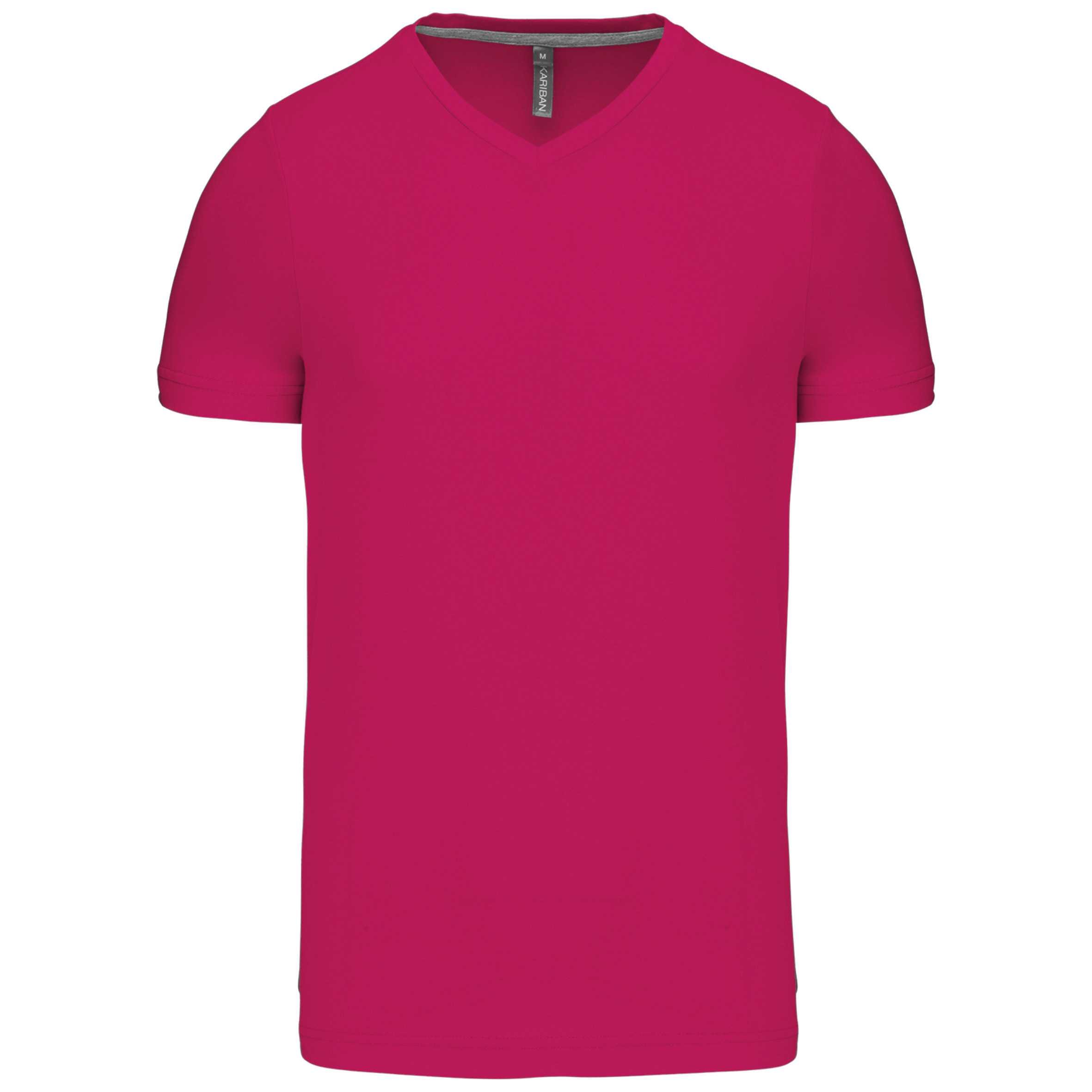 Camiseta de manga corta y cuello de pico Fuchsia