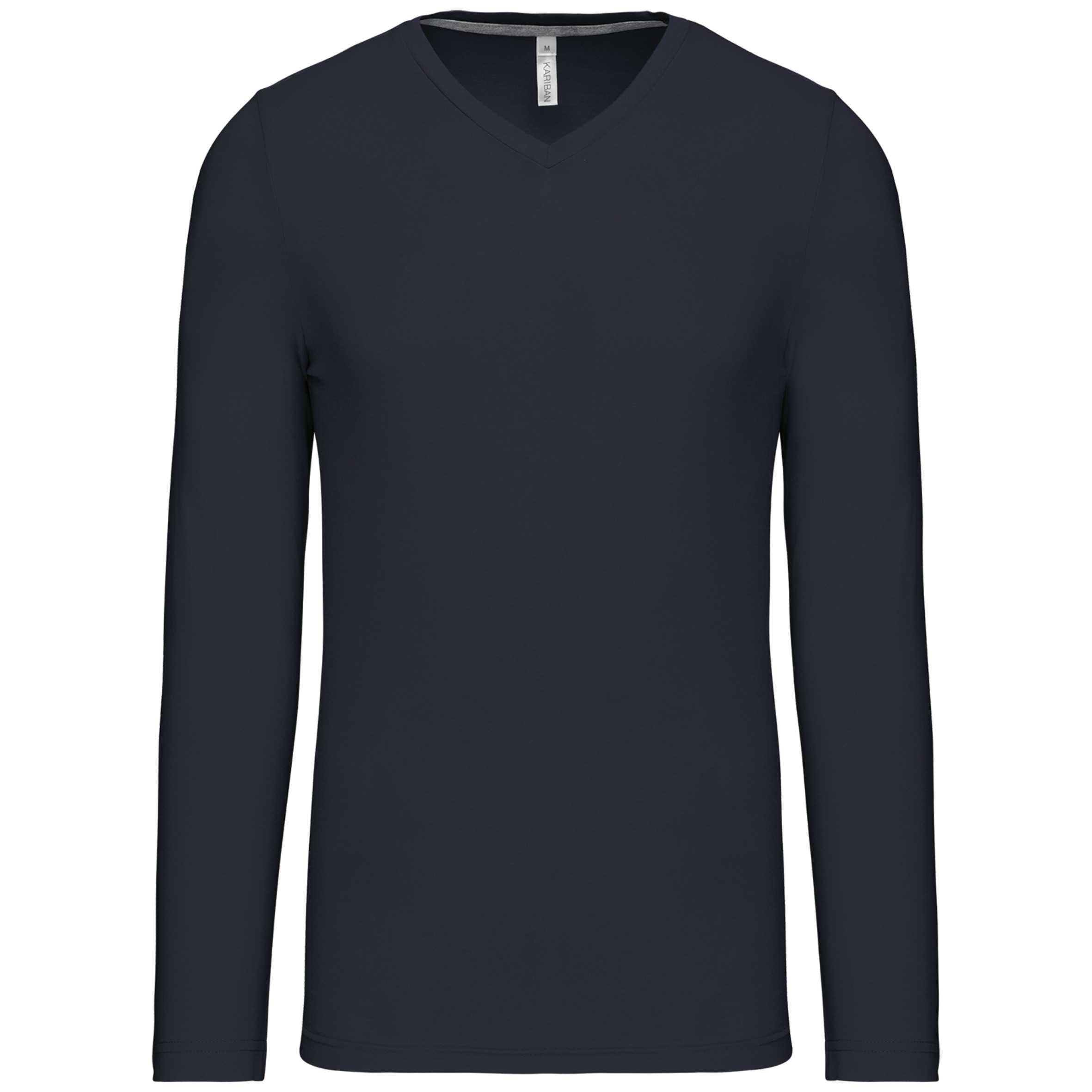 Camiseta de manga larga y cuello de pico de hombre Navy