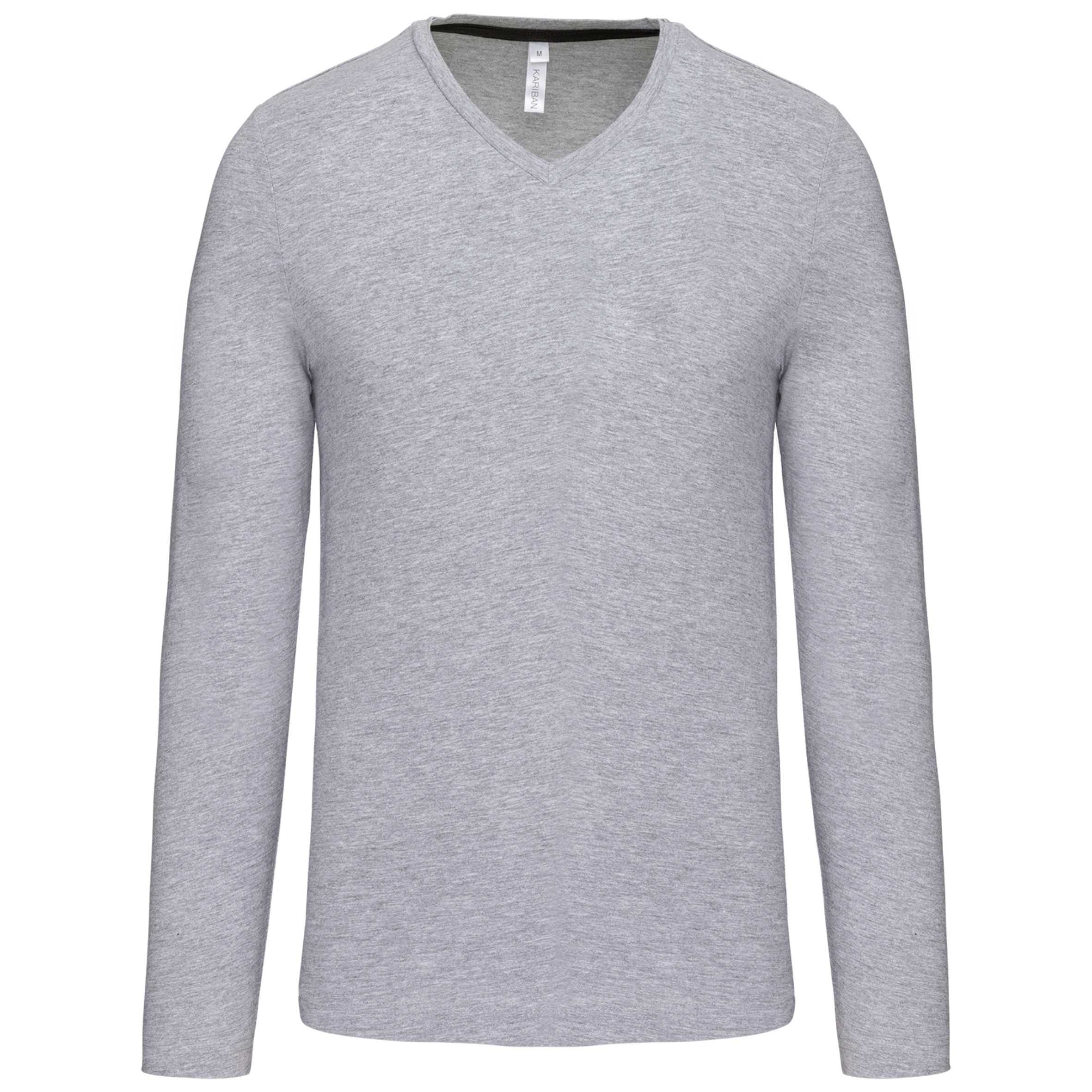 Camiseta de manga larga y cuello de pico de hombre Oxford Grey